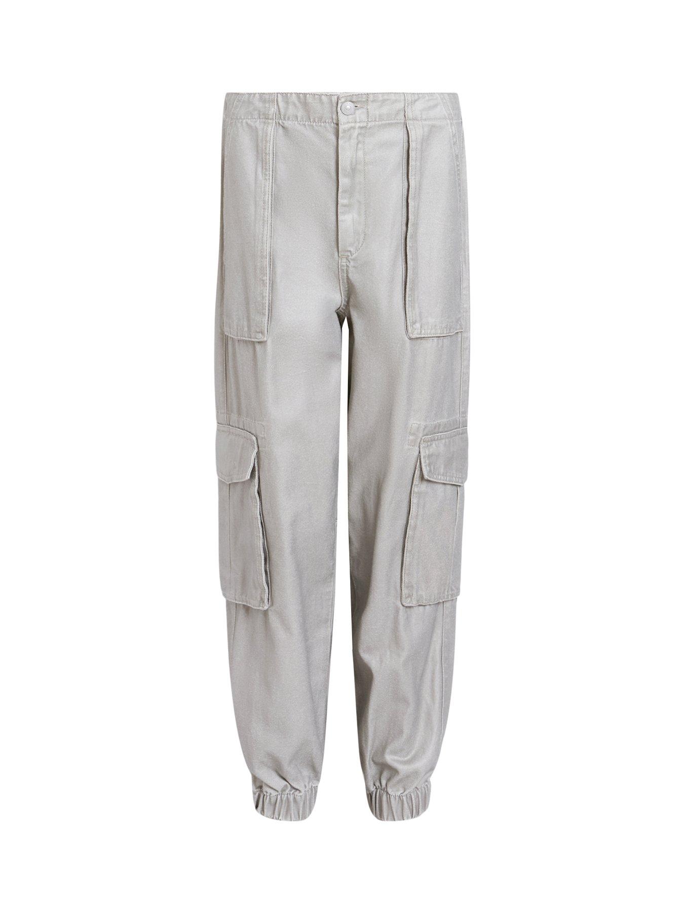 allsaints-freda-metallic-coated-cargo-trousers-silversage-greenoutfit