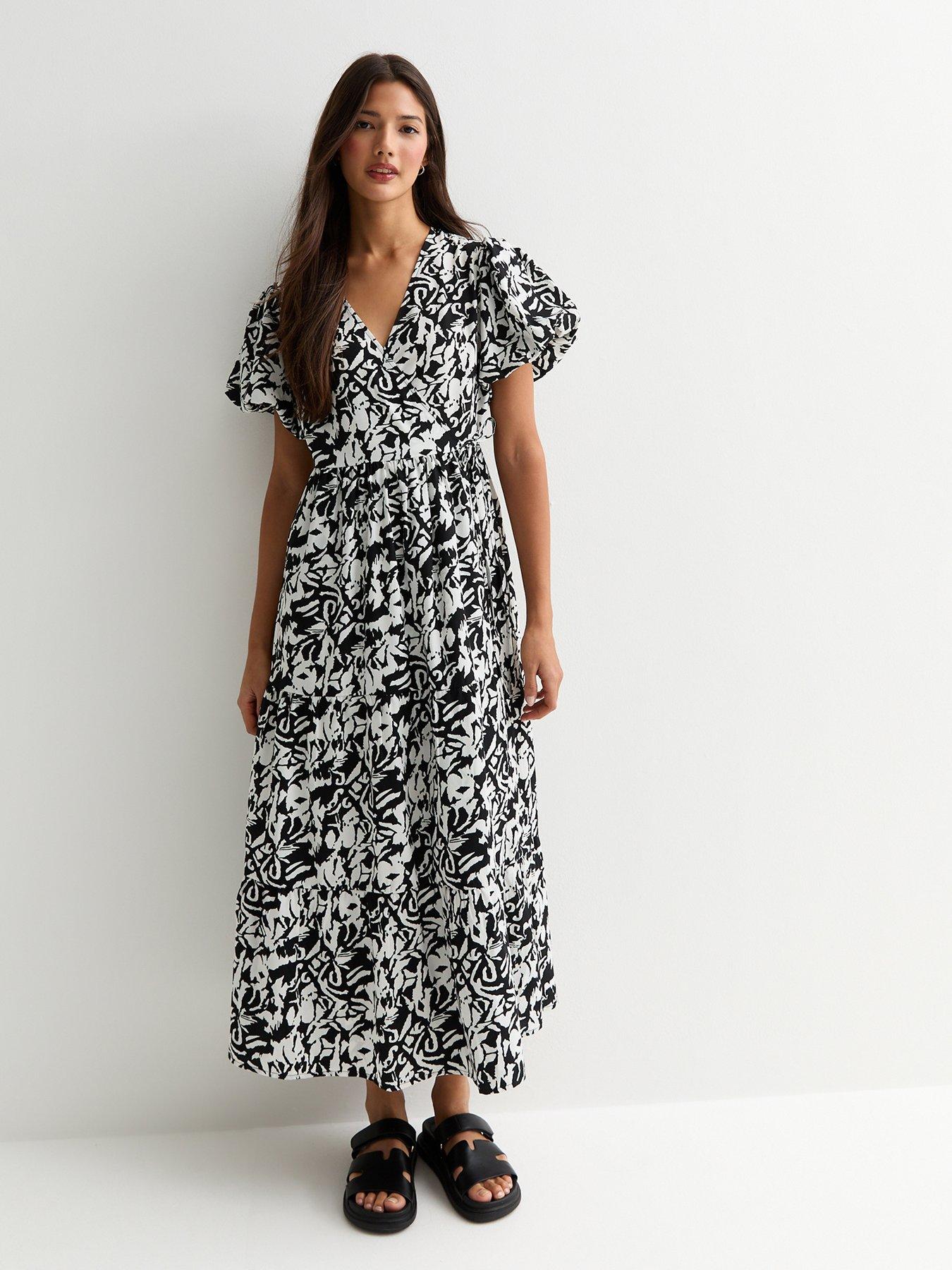 new-look-abstract-puff-sleeve-wrap-midi-dress-print