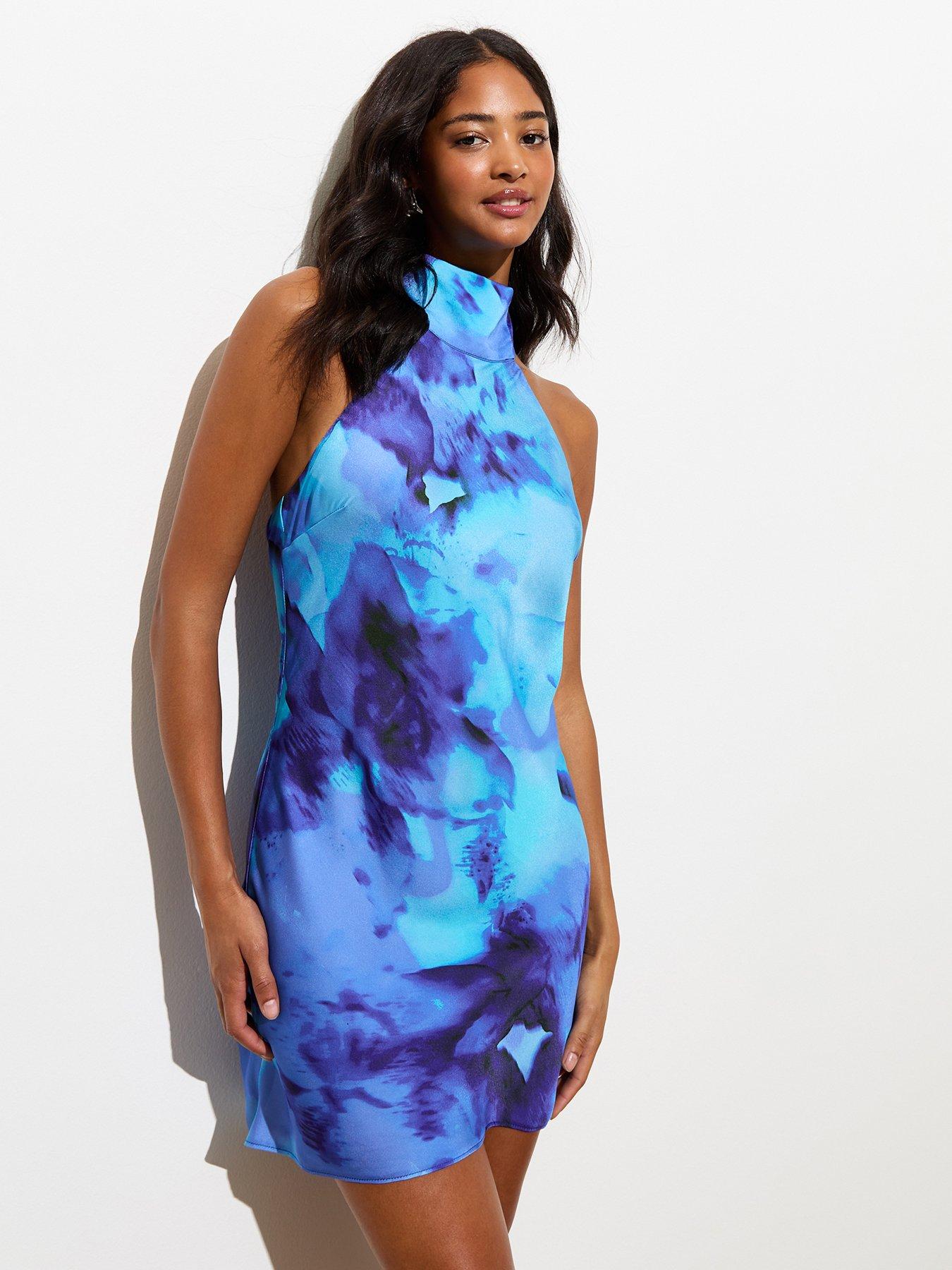 new-look-blue-abstract-print-halter-neck-mini-dressfront