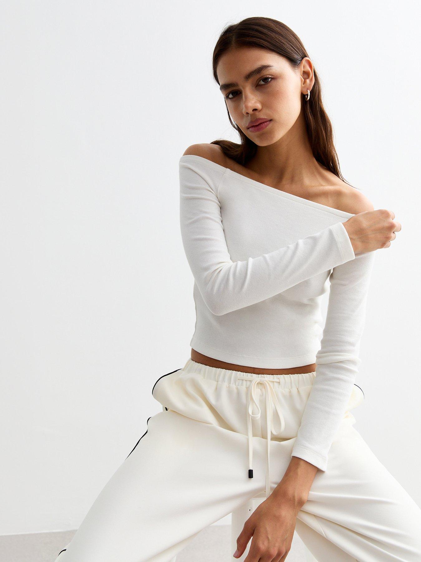 new-look-cream-ribbed-long-sleeved-bardot-top