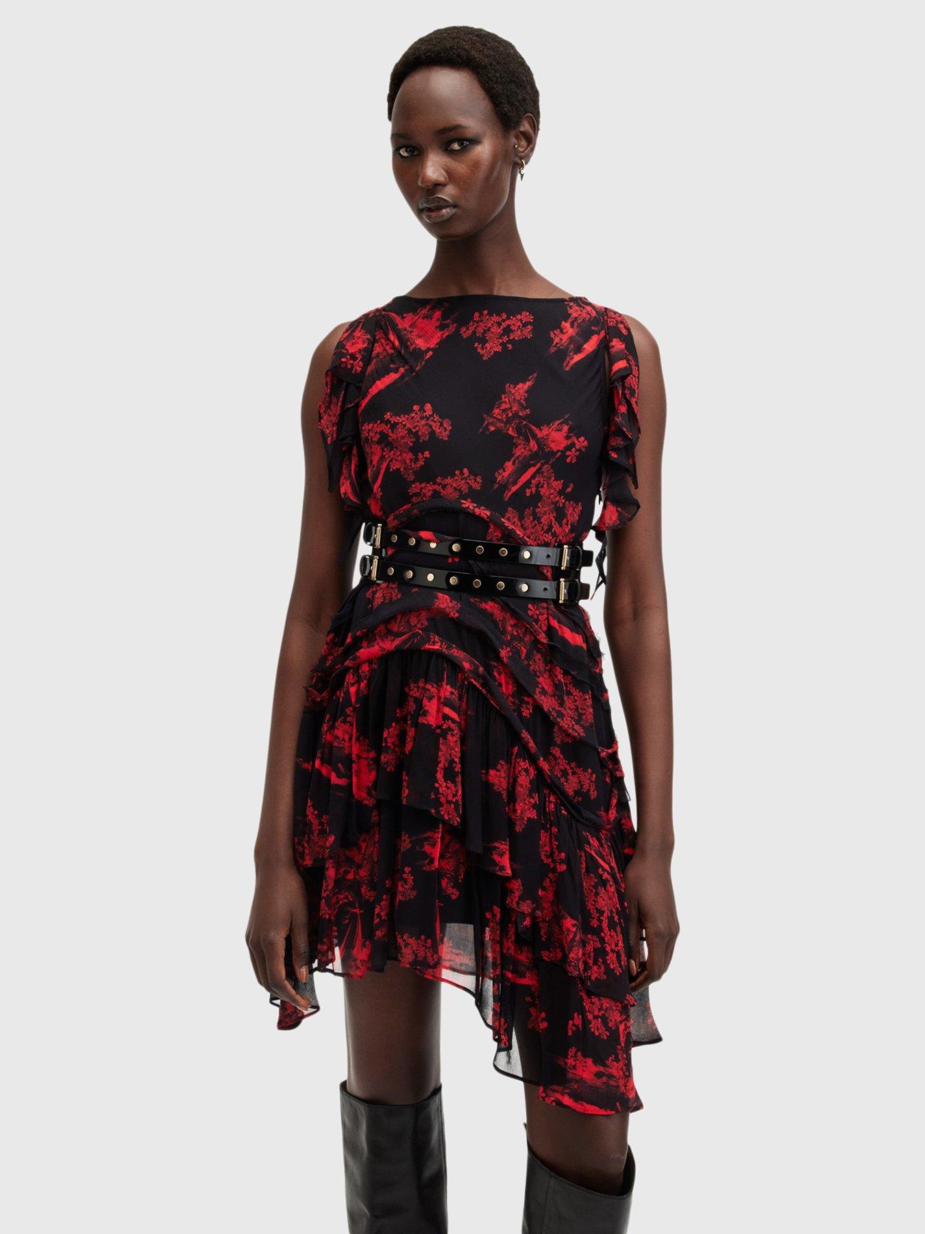 allsaints-callie-dress-blackred