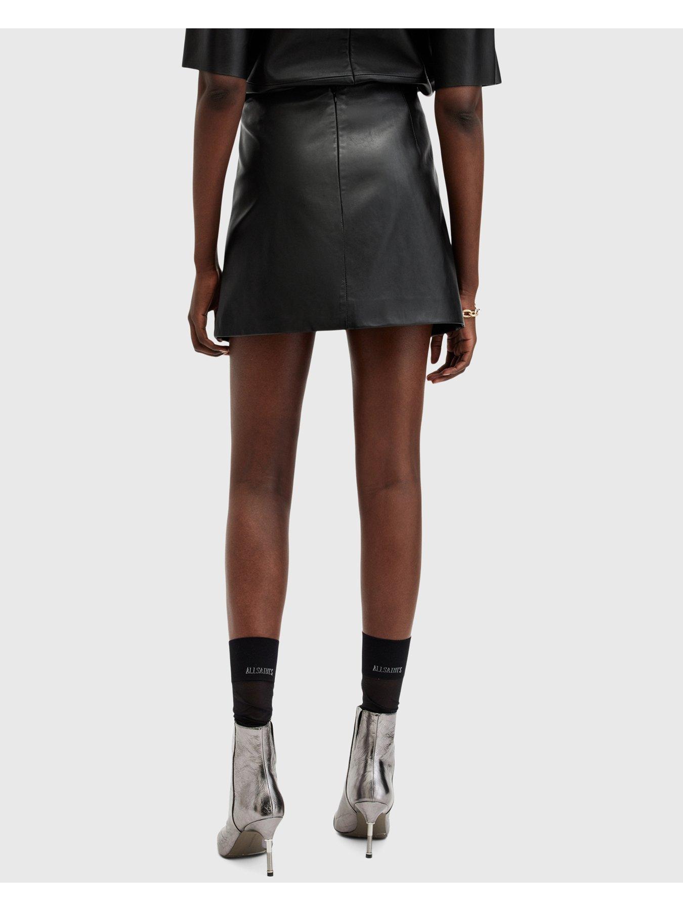 Image 2 of 6 of AllSaints Renai Foil Skirt - Black