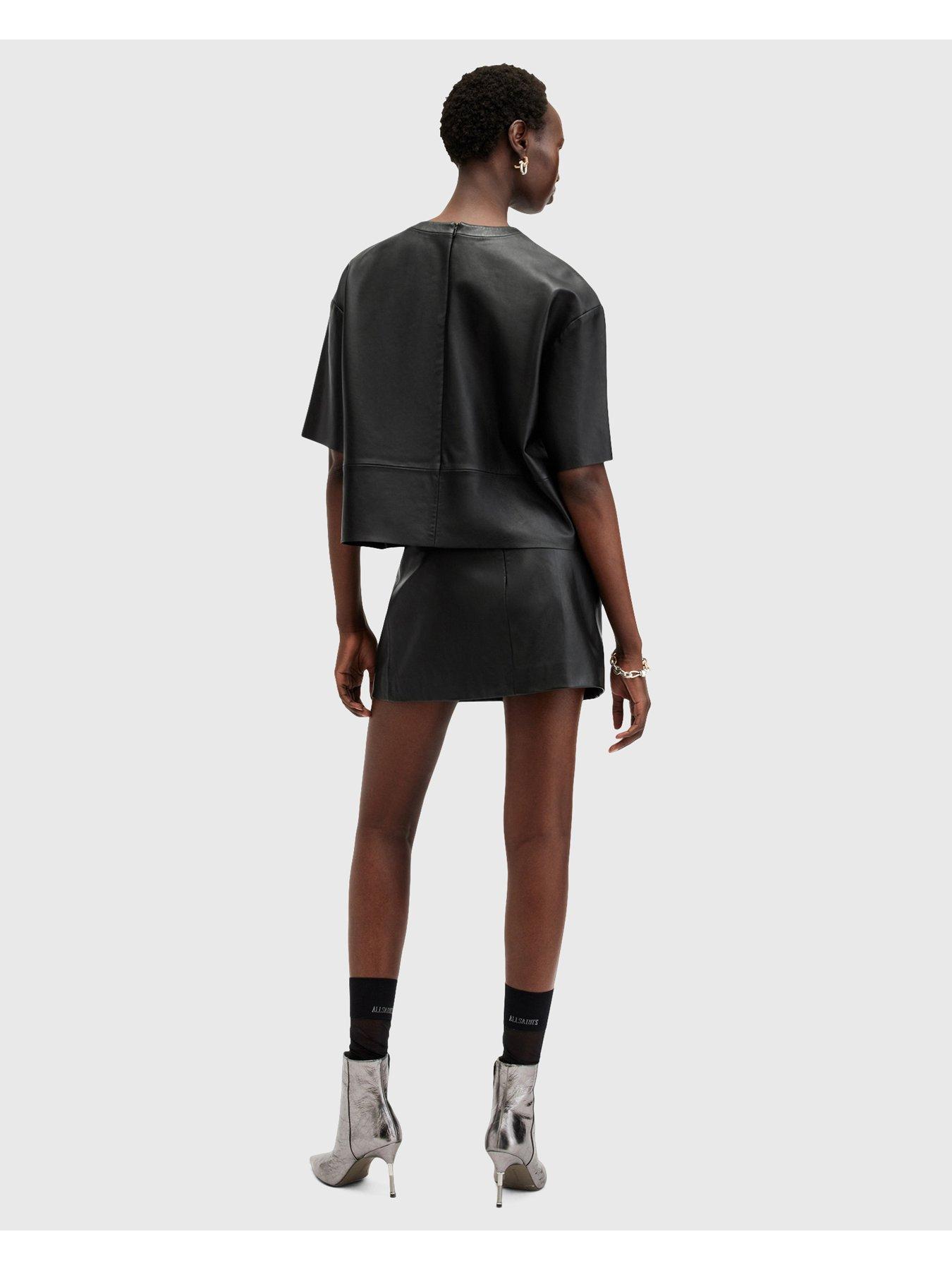 Image 5 of 6 of AllSaints Renai Foil Skirt - Black