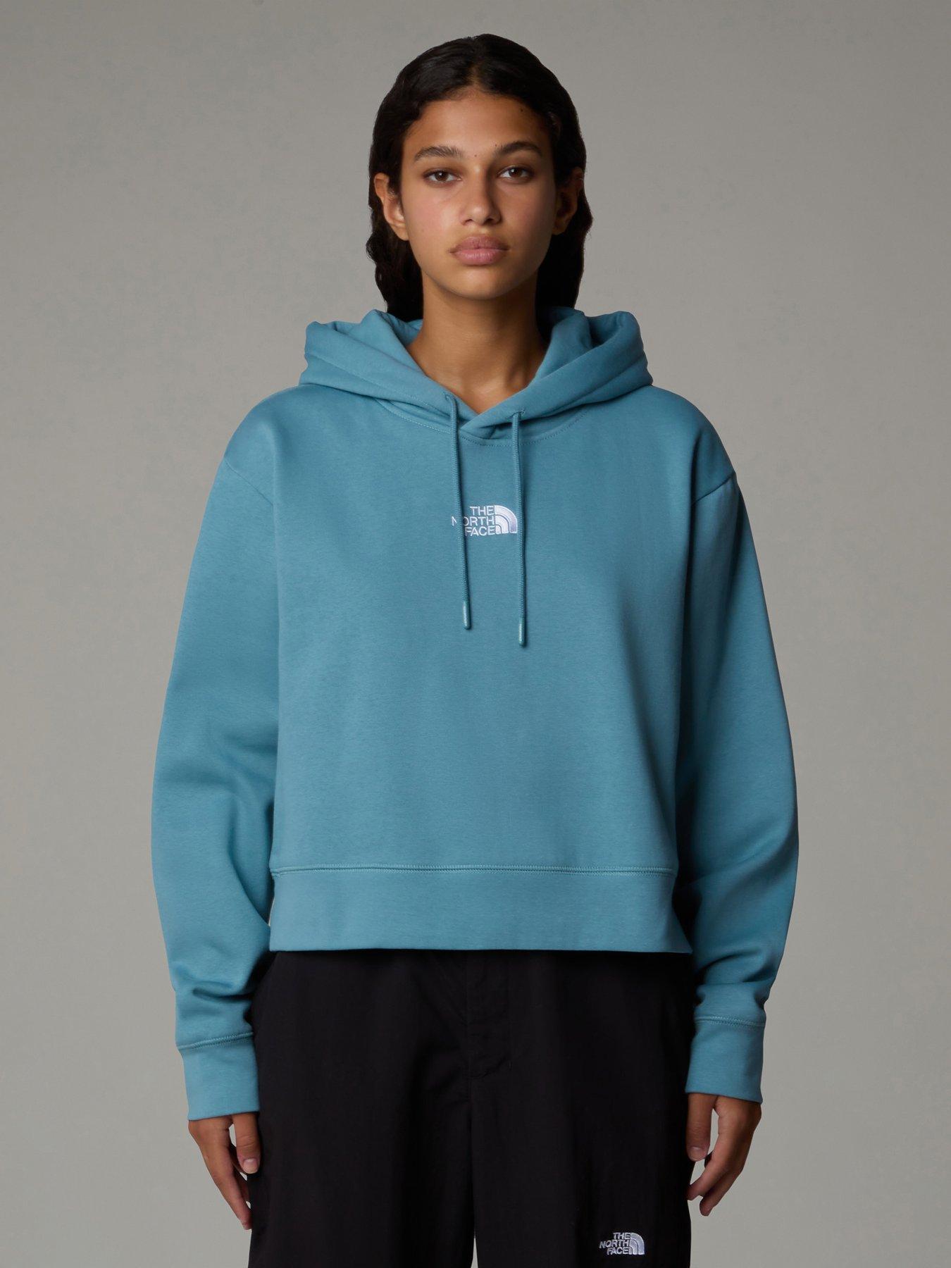 Womens Essential Crop Hoodie Blue