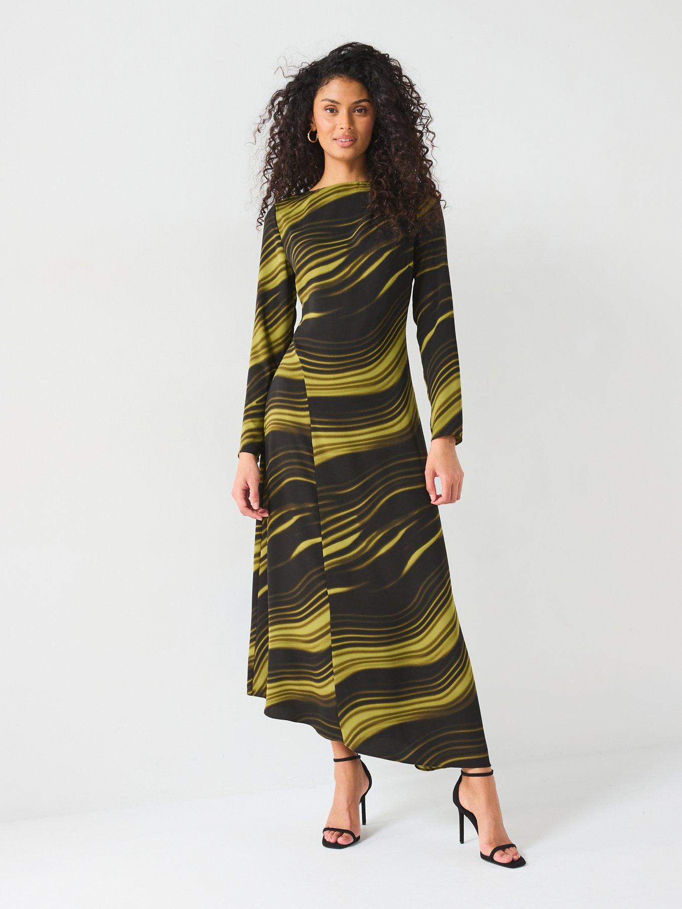 Image of V by Very Drape Abstract Print Midi Dress - Multi