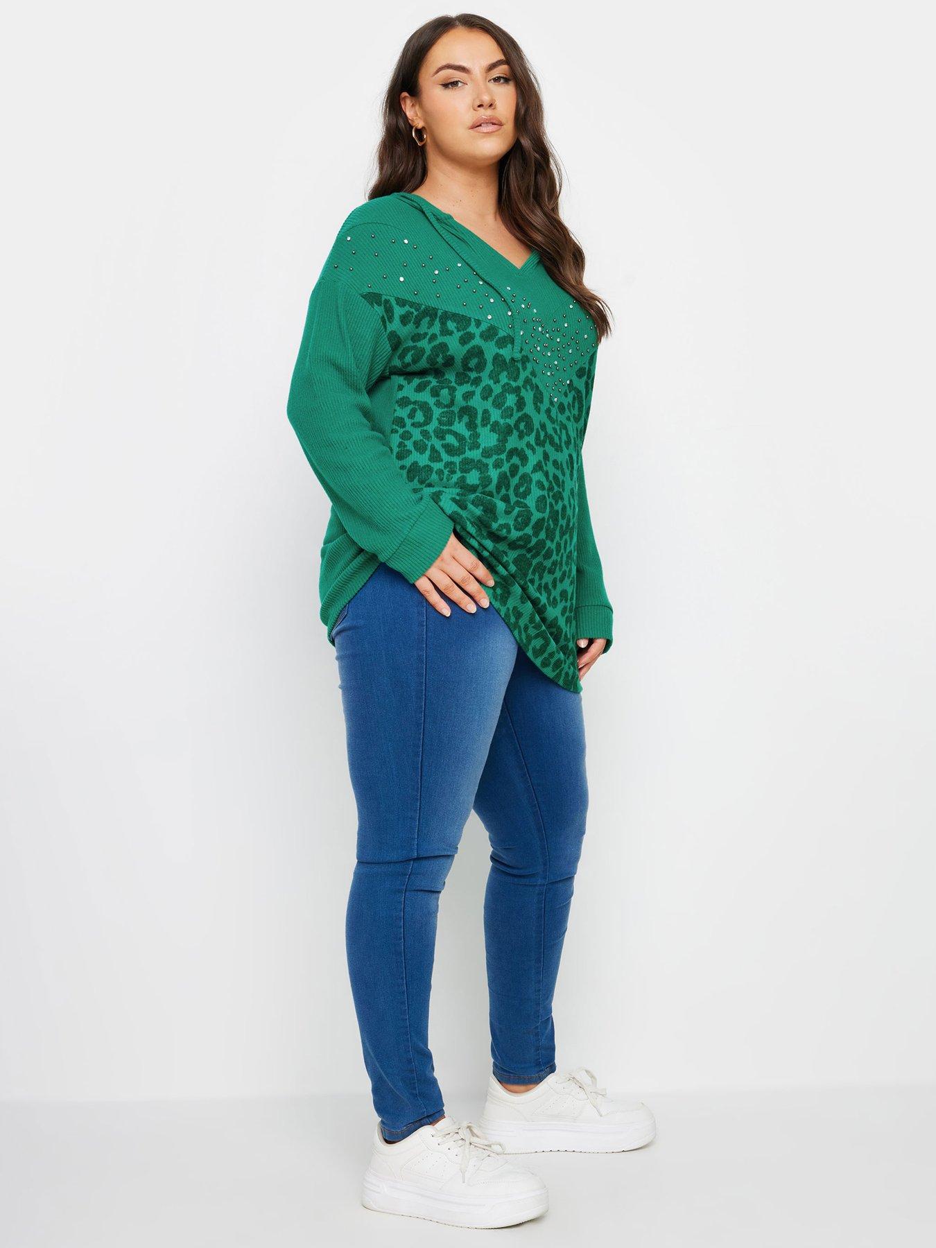 yours-curve-animal-print-embellished-hoodie-greenback