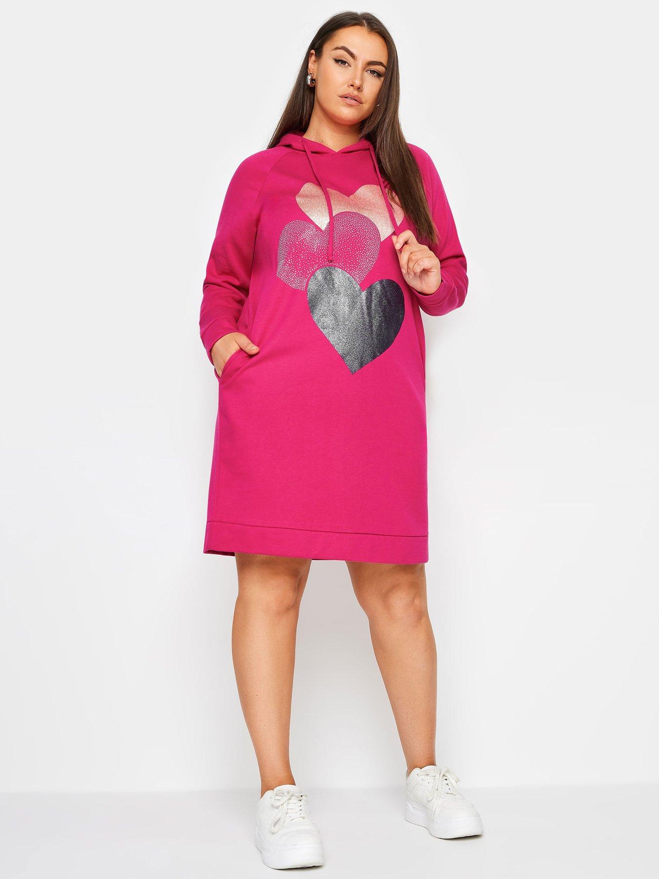 yours-curve-heart-print-hoodie-dress-pinkback