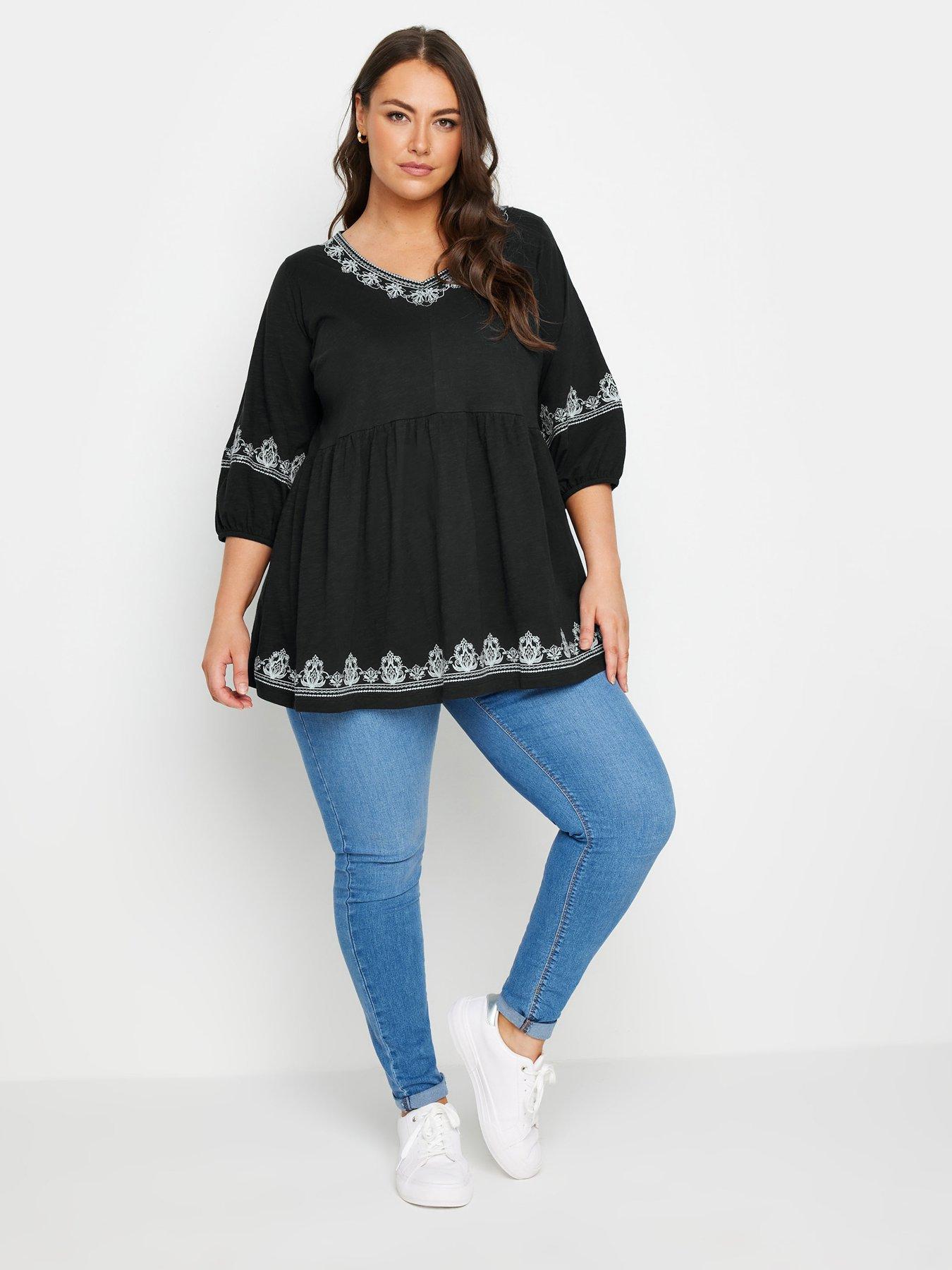 yours-curve-embroidered-34-smock-top-blackback