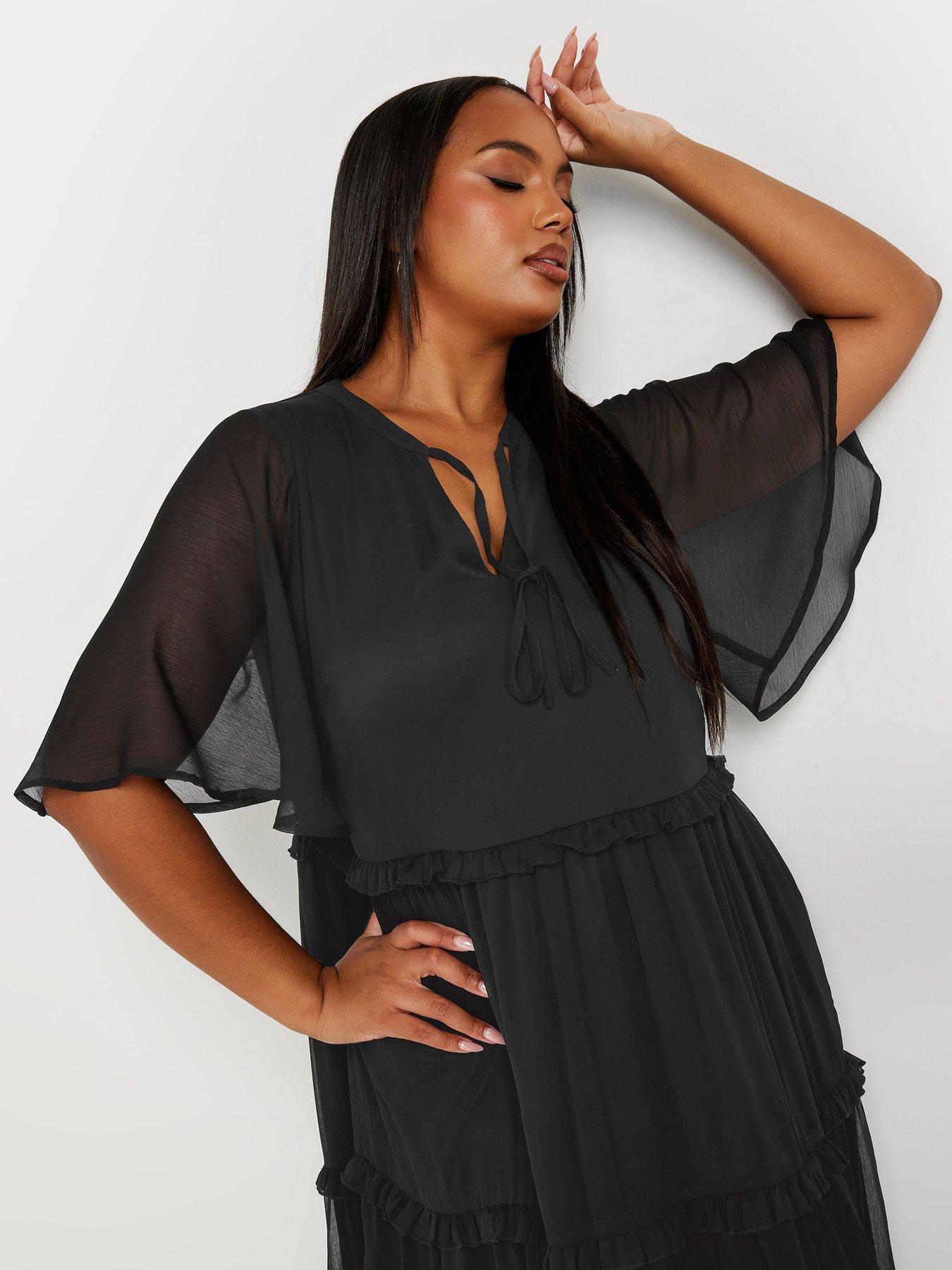 yours-curve-chiffon-tiered-dress-blackoutfit