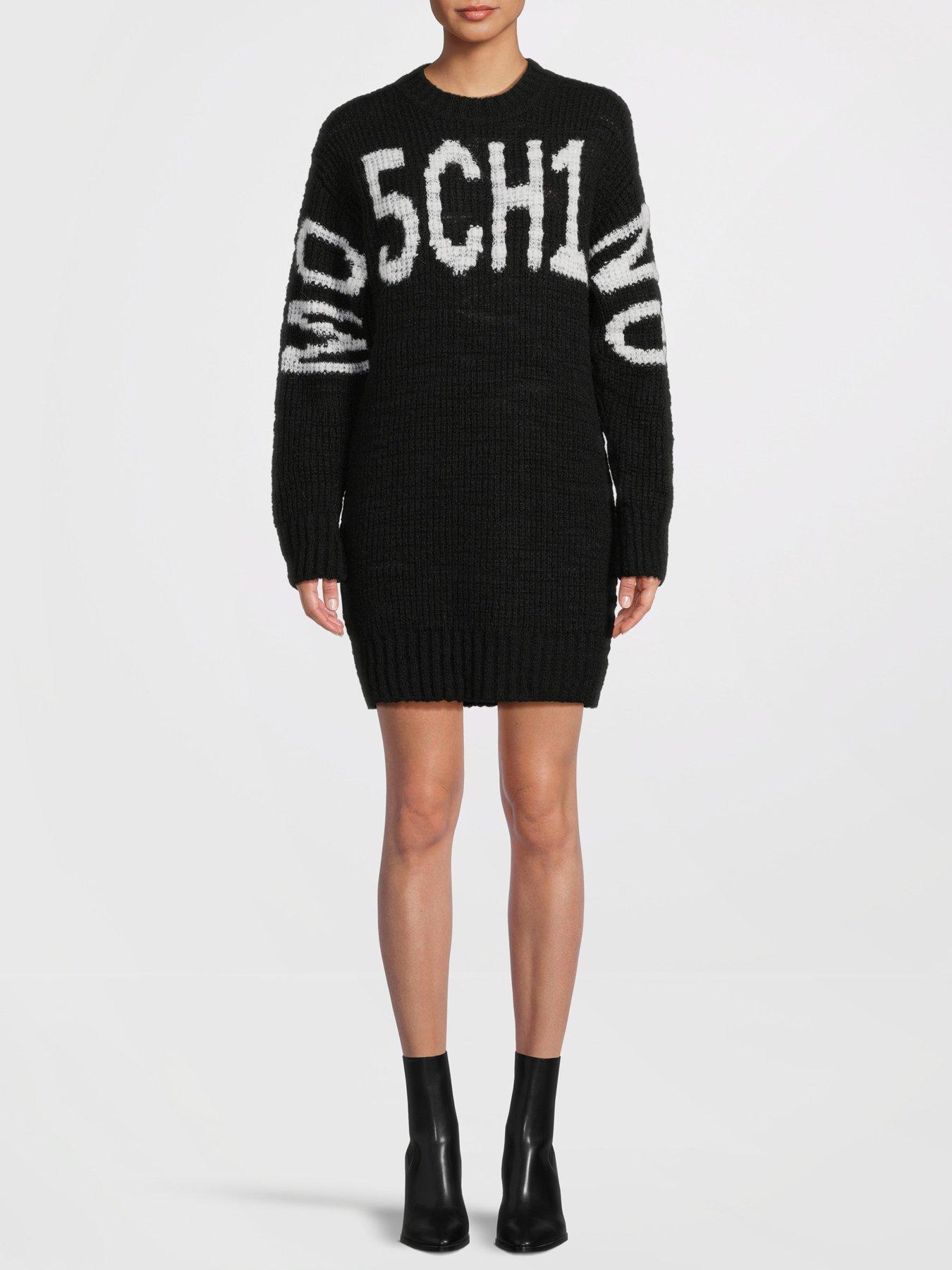 m05ch1n0-jeans-logo-knit-mini-dress-blackfront