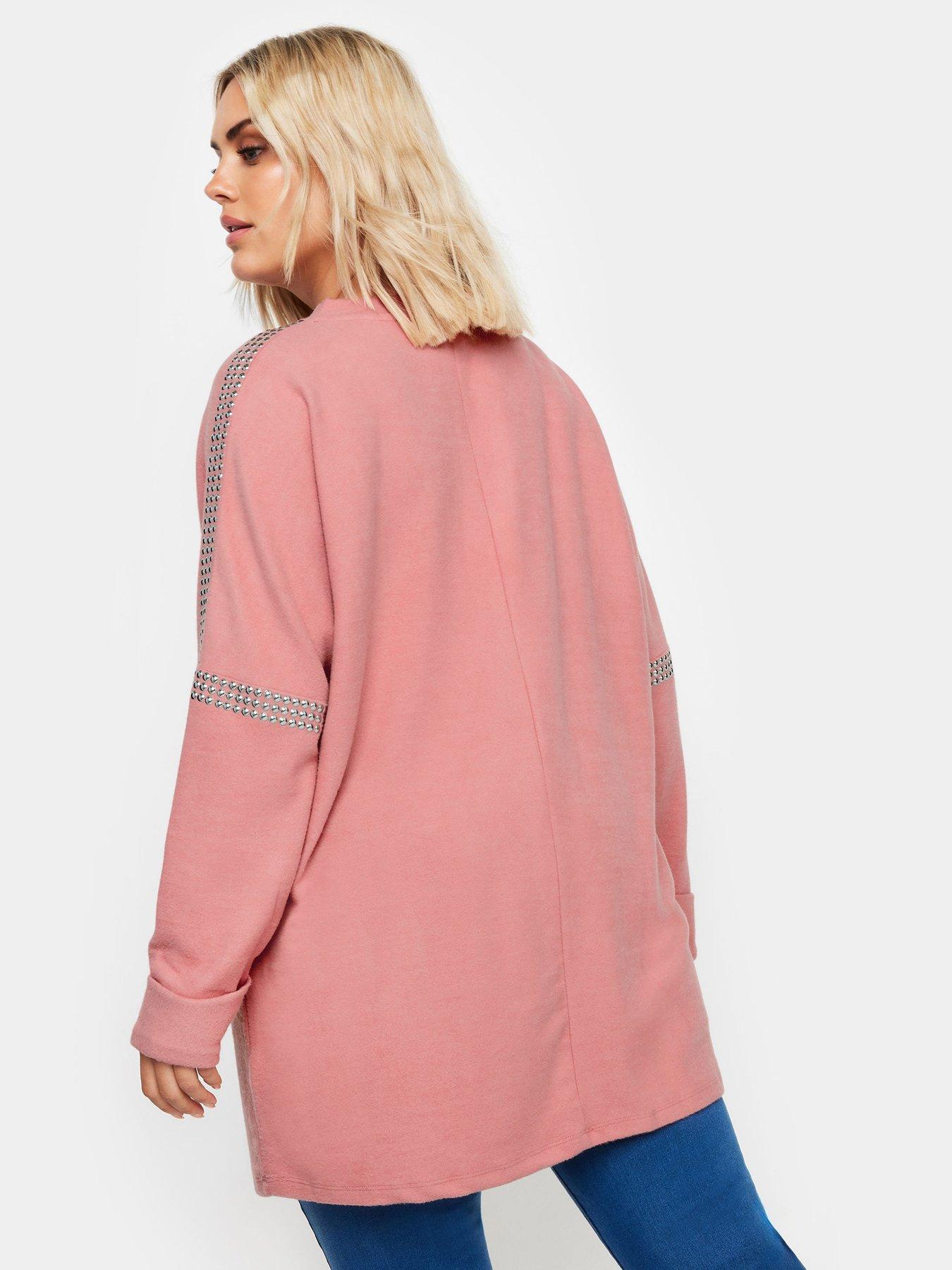 yours-curve-soft-touch-stud-batwing-sleeve-jumper-pinkstillFront