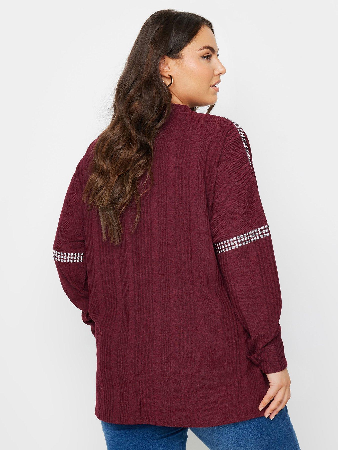 yours-curve-stud-neckline-embellished-jumper-redstillFront