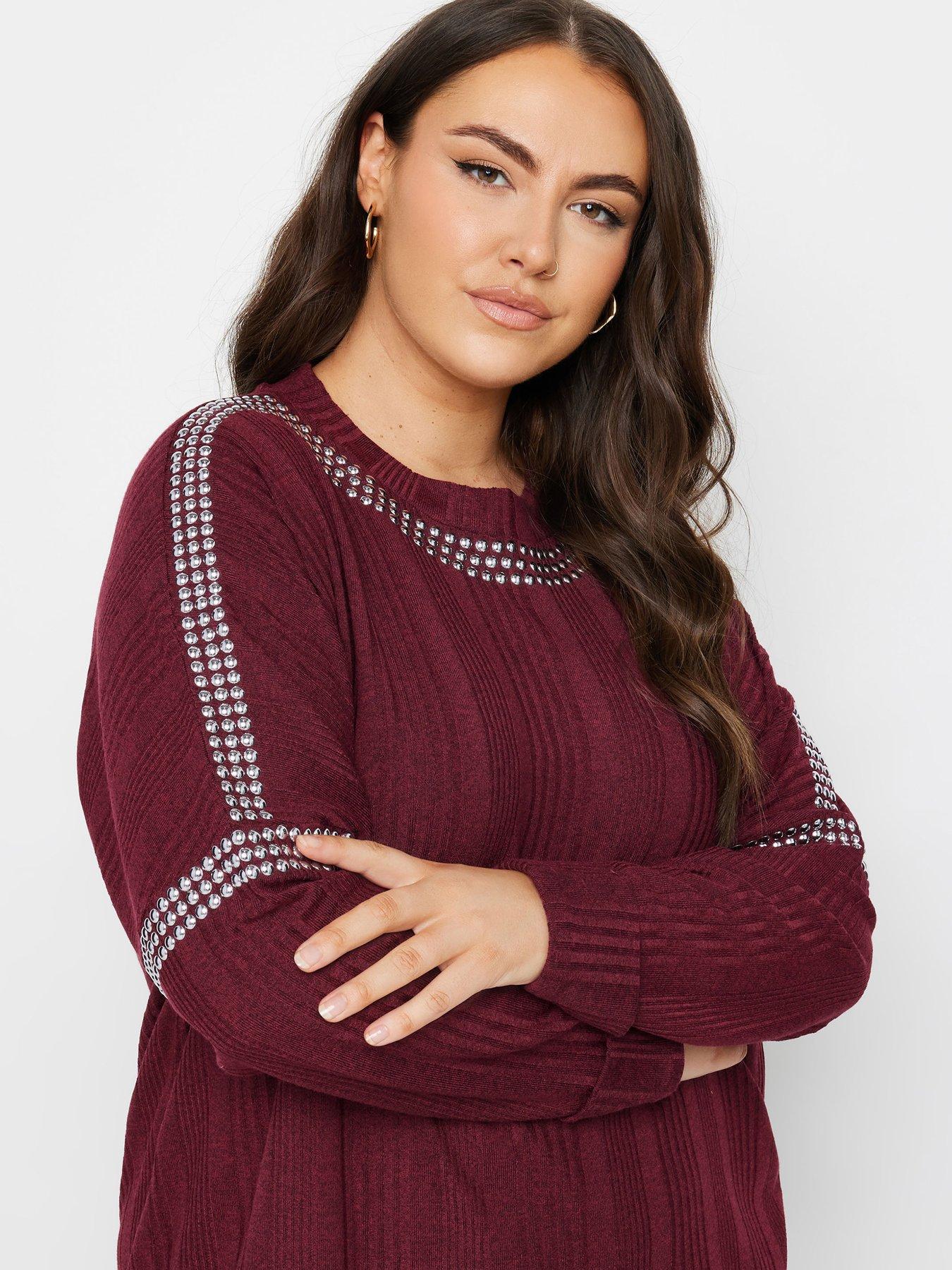 yours-curve-stud-neckline-embellished-jumper-redoutfit