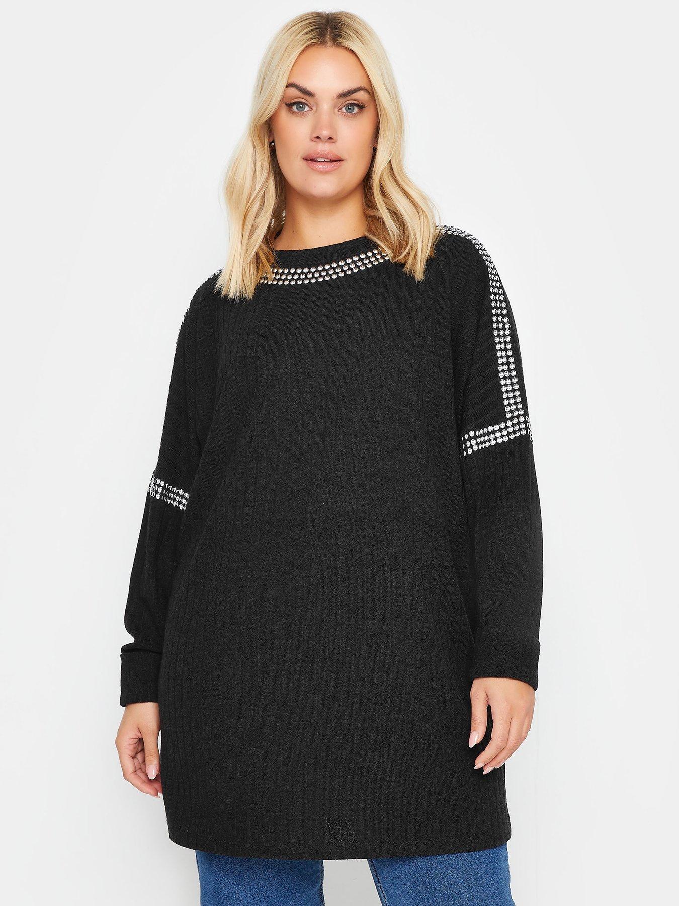 yours-curve-stud-neckline-embellished-jumper-black