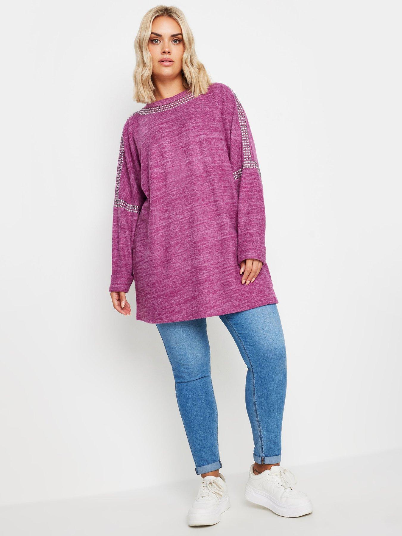 yours-curve-soft-touch-stud-batwing-sleeve-jumper-purpleback