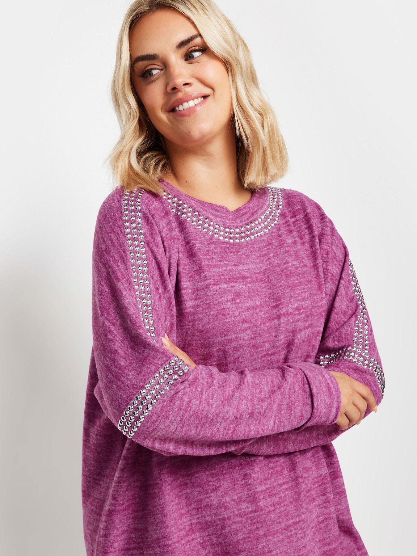 yours-curve-soft-touch-stud-batwing-sleeve-jumper-purpleoutfit