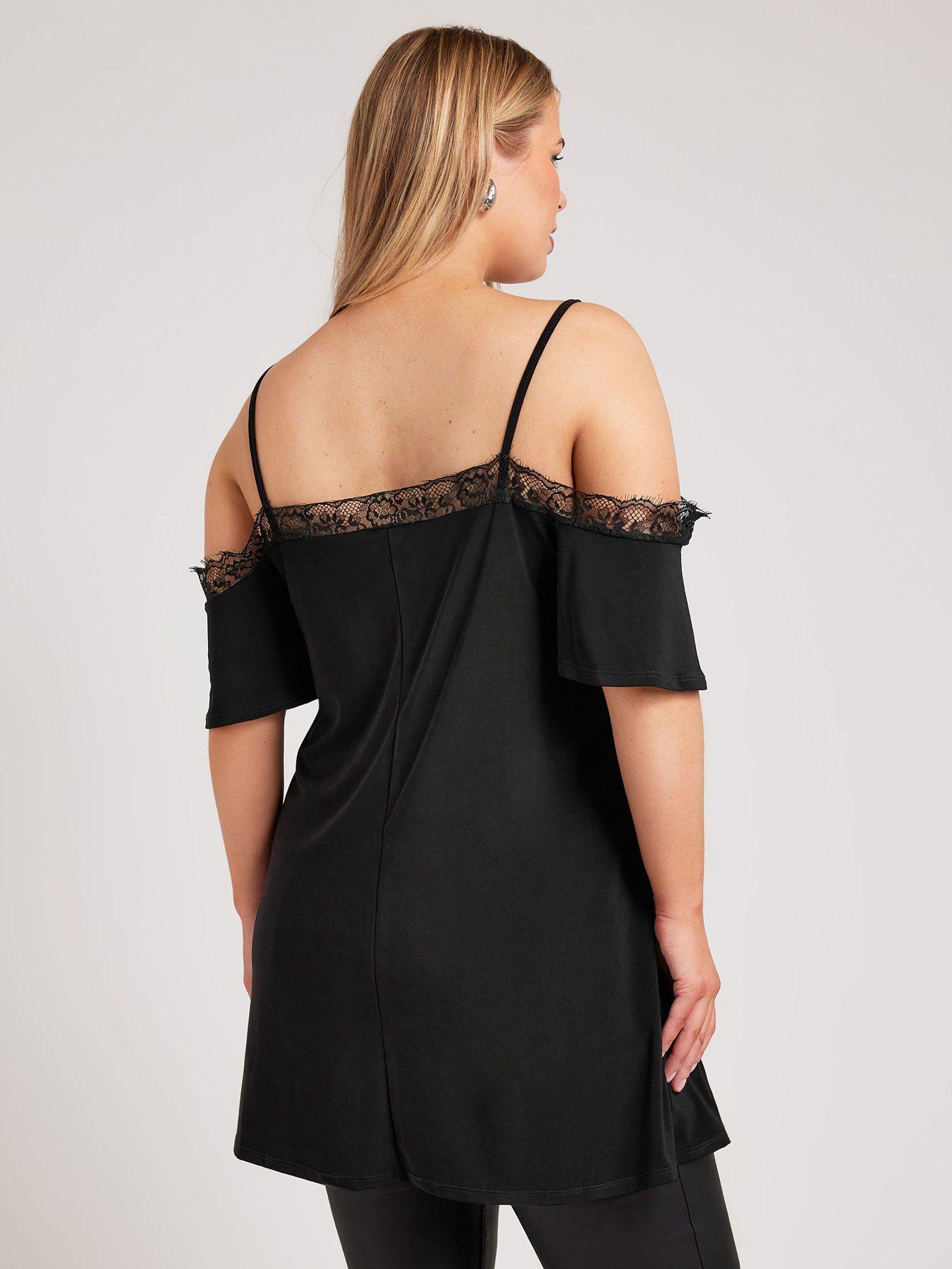 yours-curve-lace-cold-shoulder-swing-topstillFront