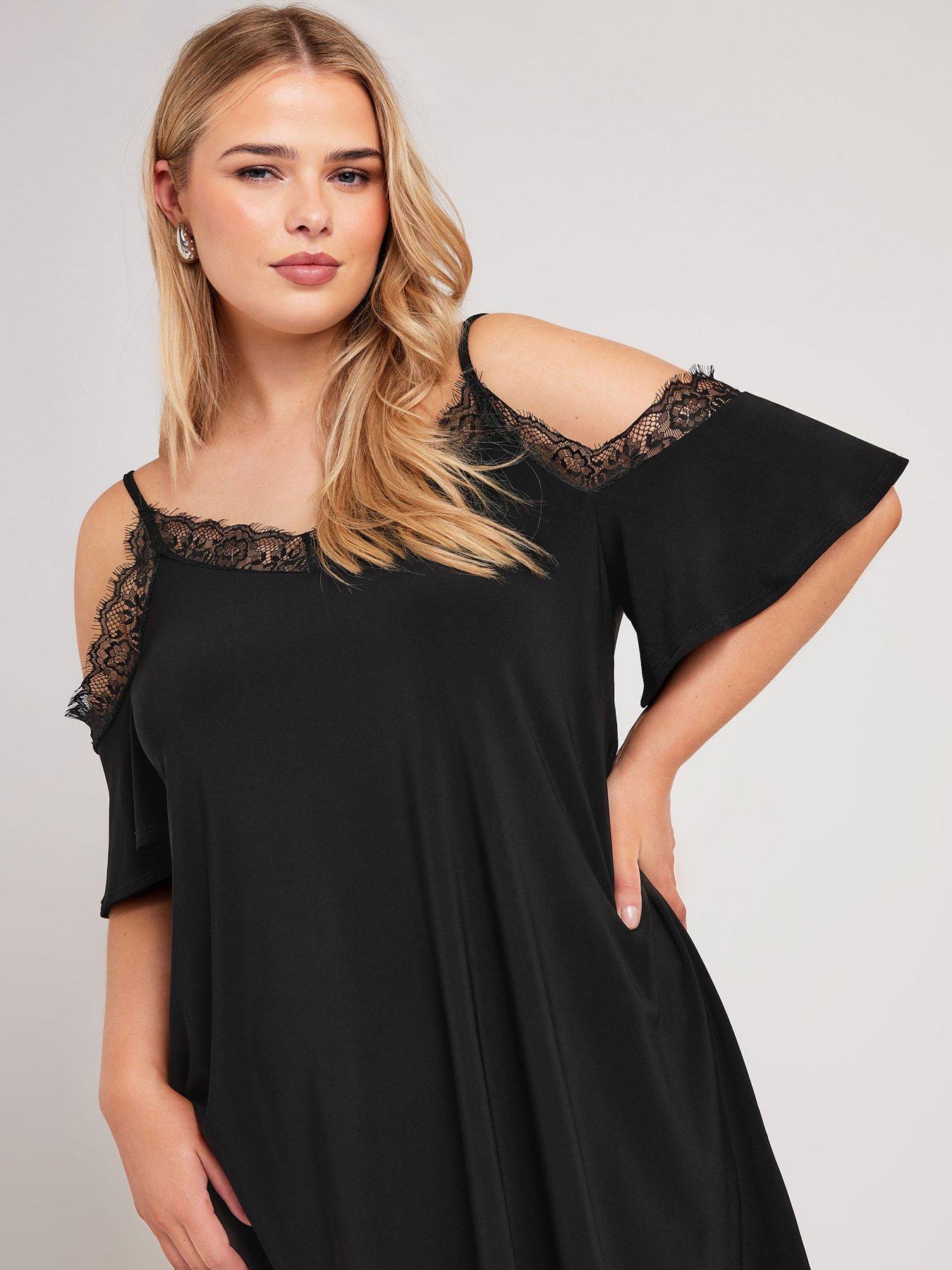 yours-curve-lace-cold-shoulder-swing-topoutfit