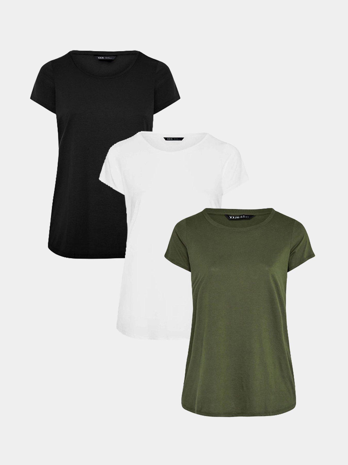 Yours Curve Core Basic 3 Pack T-Shirts - Multi