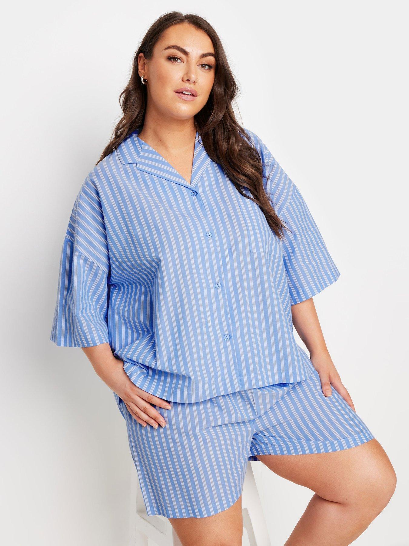 yours-curve-boyfriend-stripe-shirt-blue