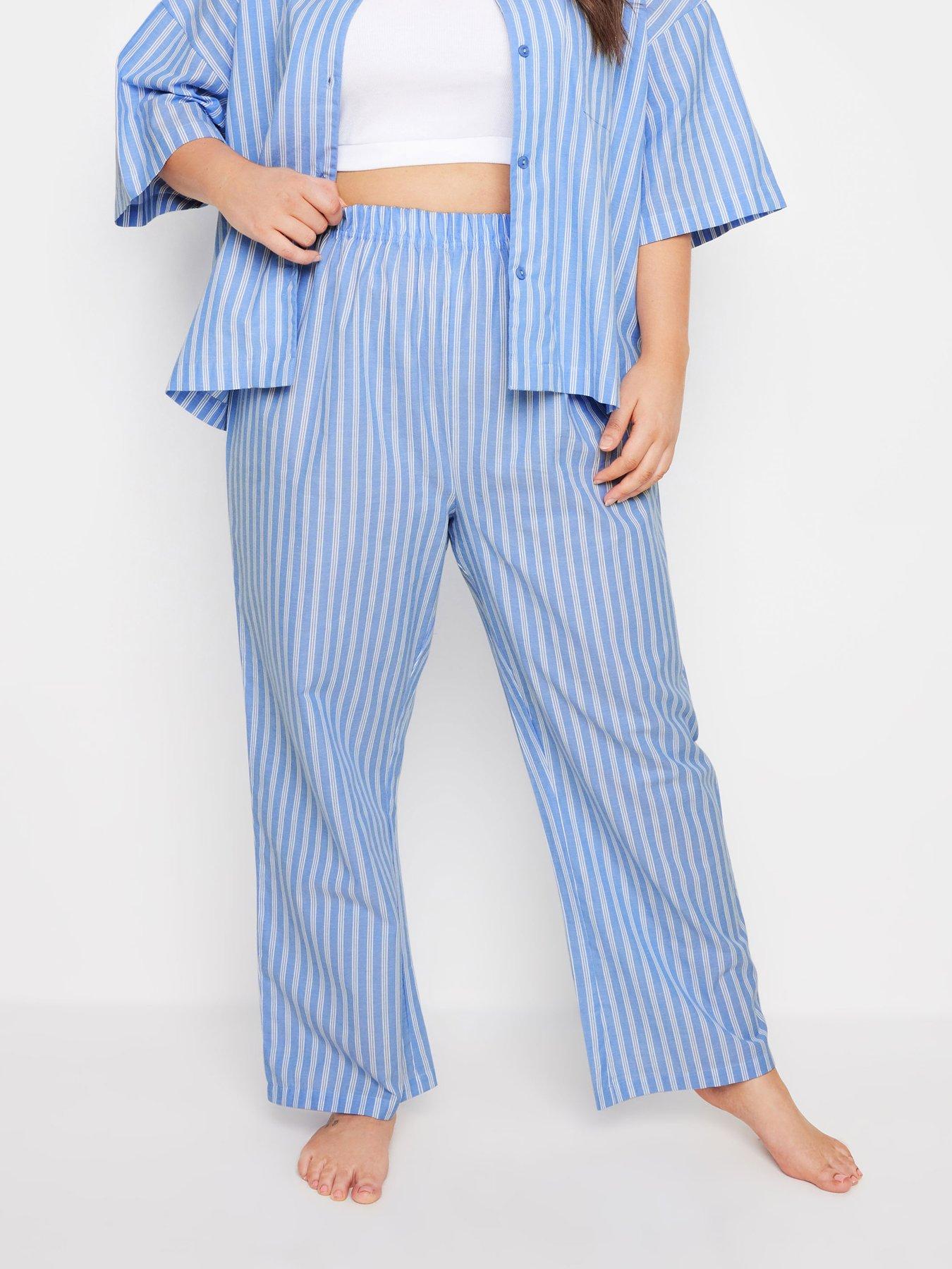 yours-curve-woven-long-stripe-pant-blue