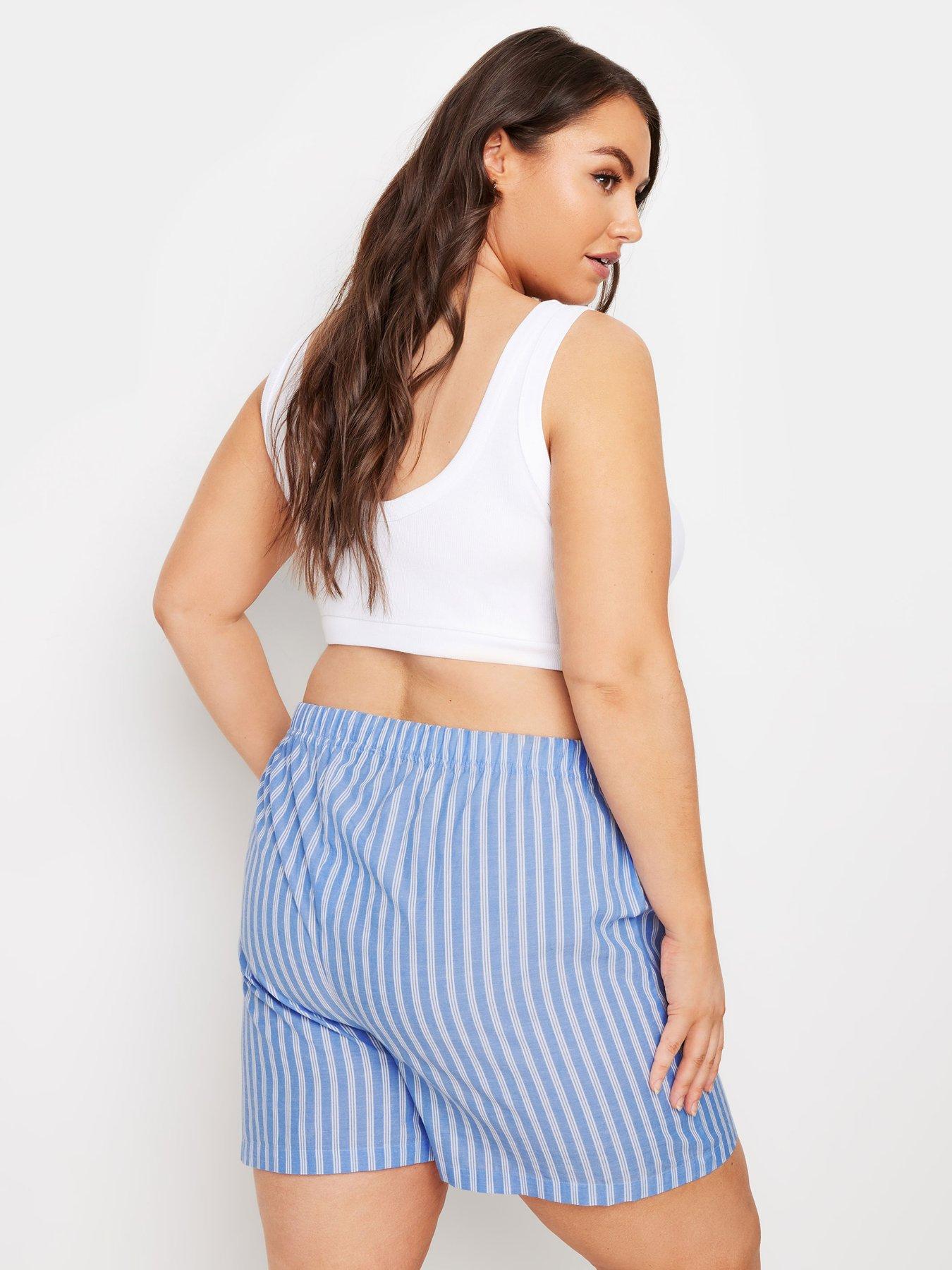 yours-curve-woven-stripe-short-bluestillFront