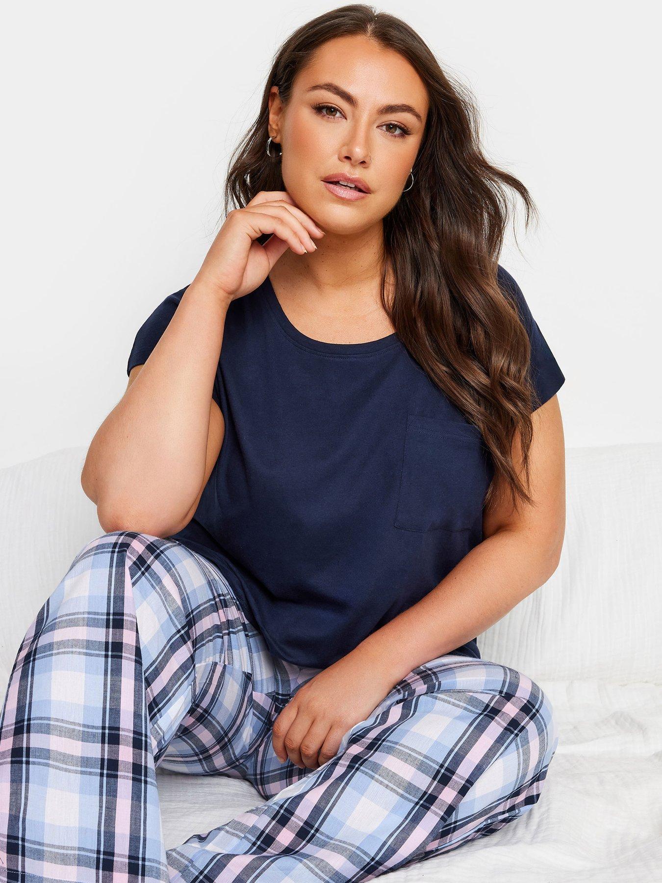 yours-curve-boyfriend-check-pj-set-blueoutfit