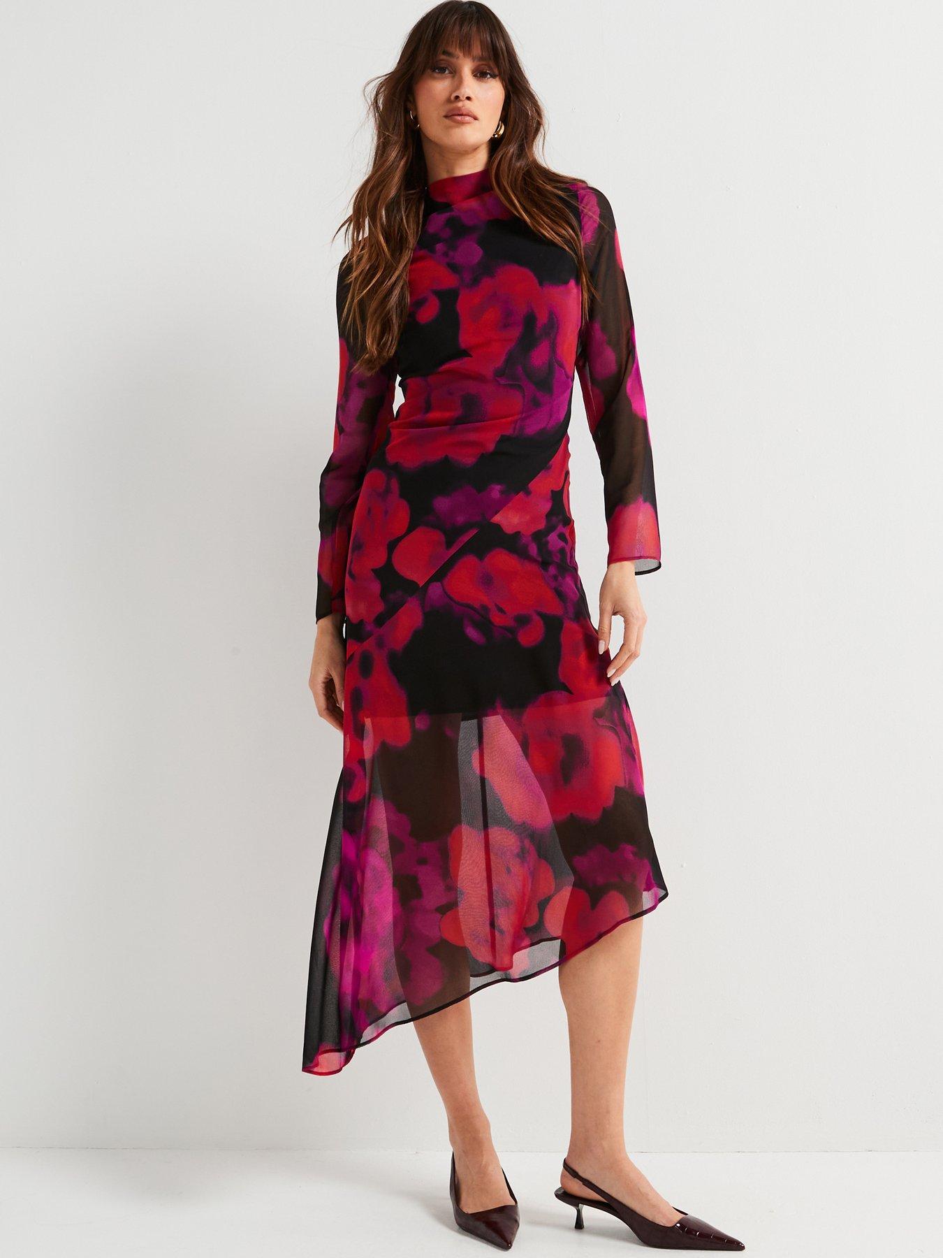 v-by-very-floral-printed-column-midi-dress-multi