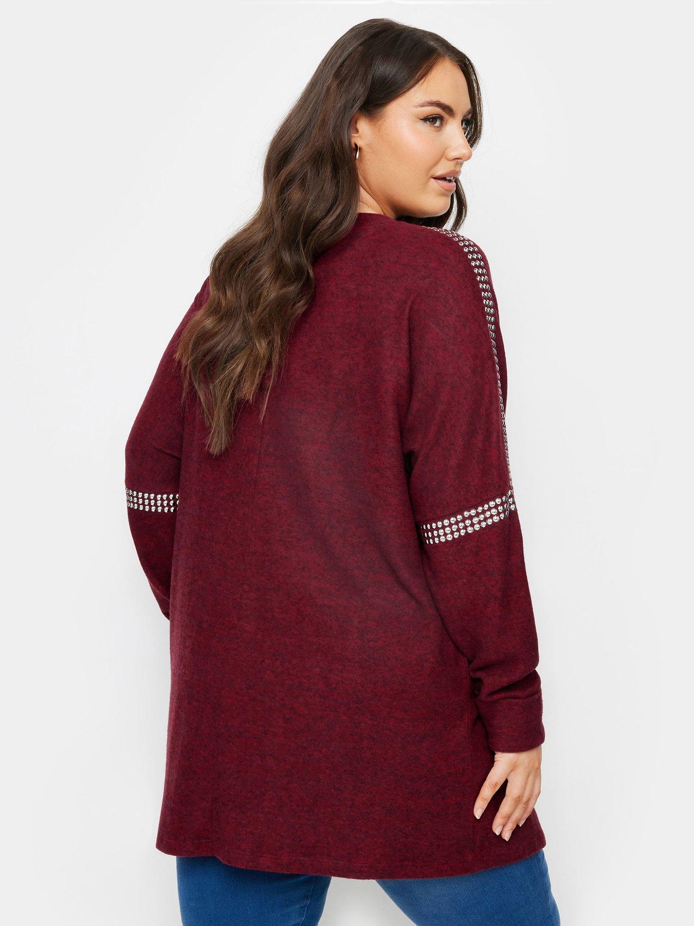 yours-curve-stud-neckline-embellished-jumper-redstillFront