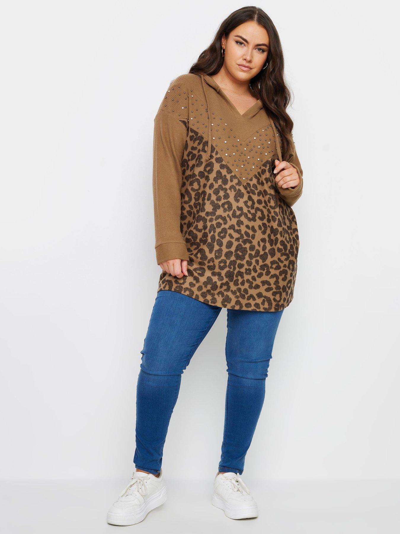 yours-curve-animal-print-embellished-hoodie-ivoryback