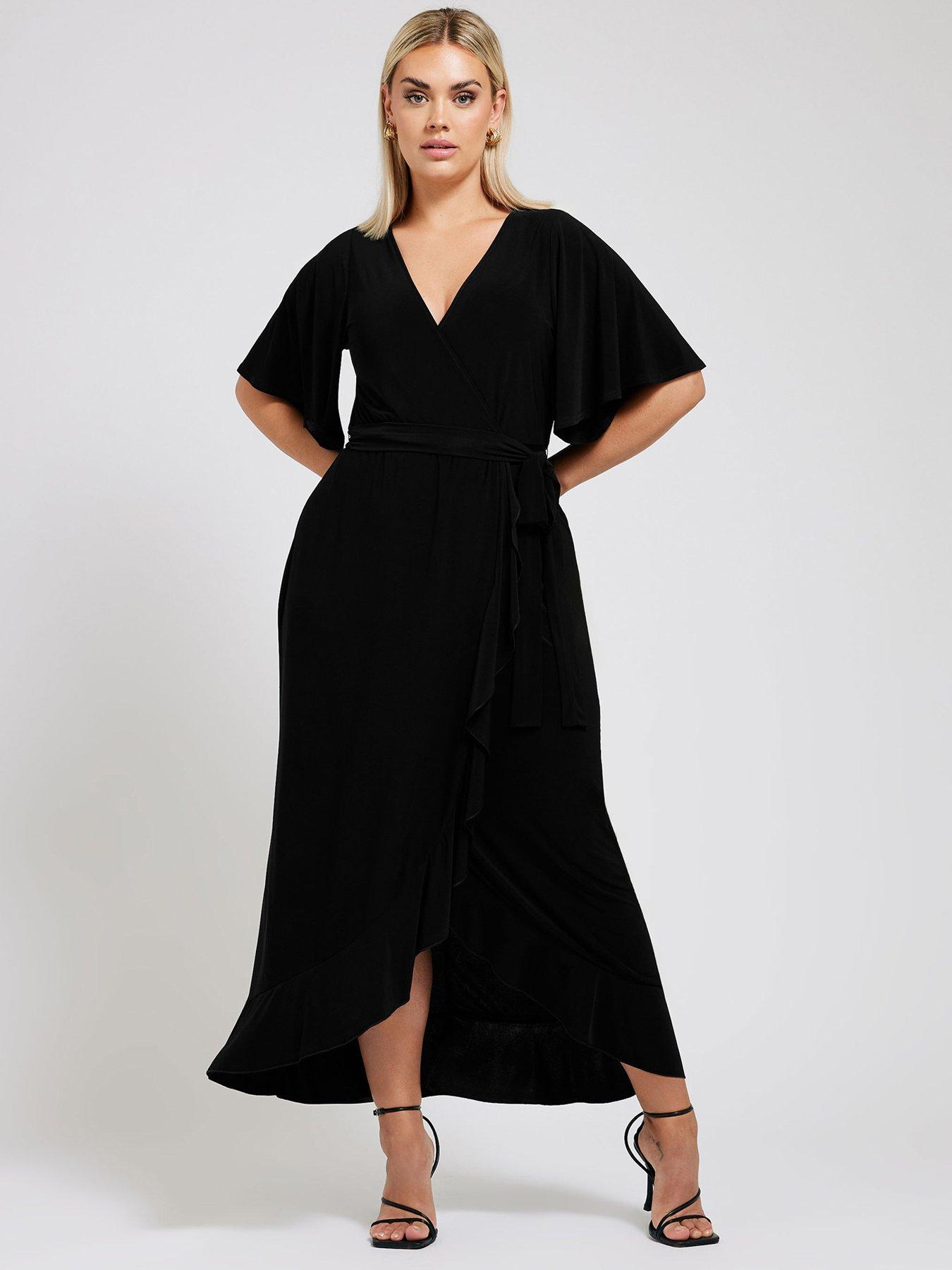 yours-curve-ruffle-hem-wrap-dress-blackback