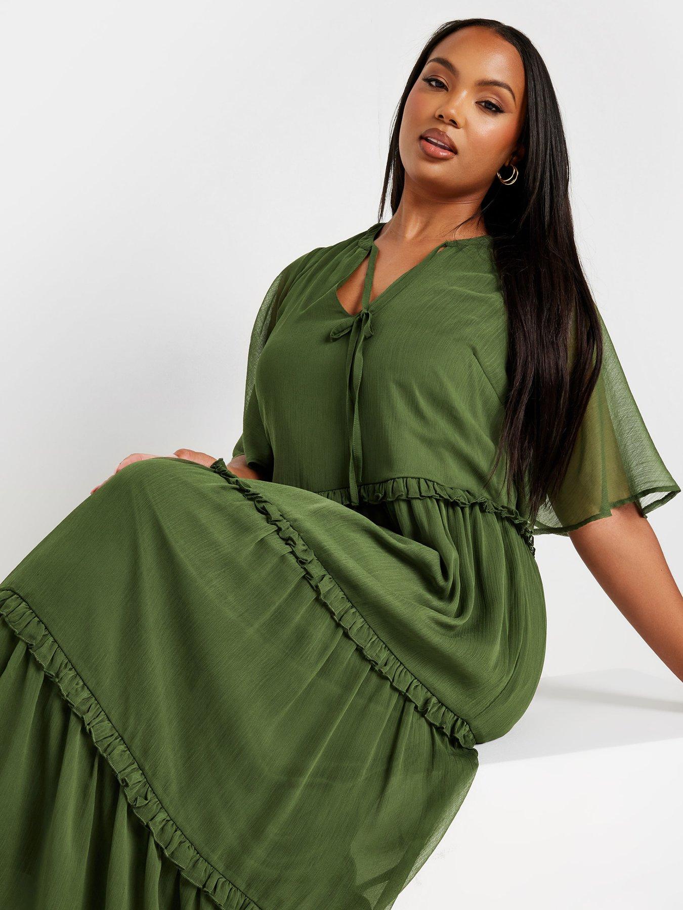 yours-curve-chiffon-tiered-dress-greenback