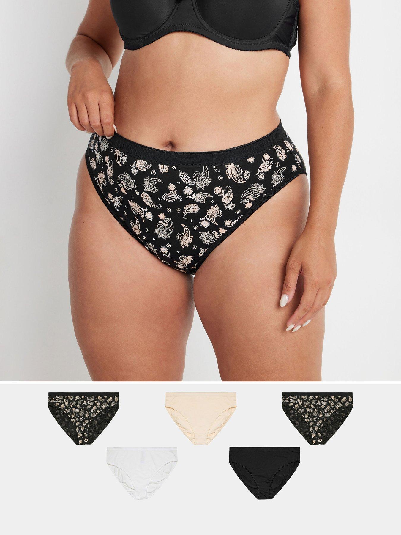 Yours Curve 5pk Paisley Hi Leg Brief