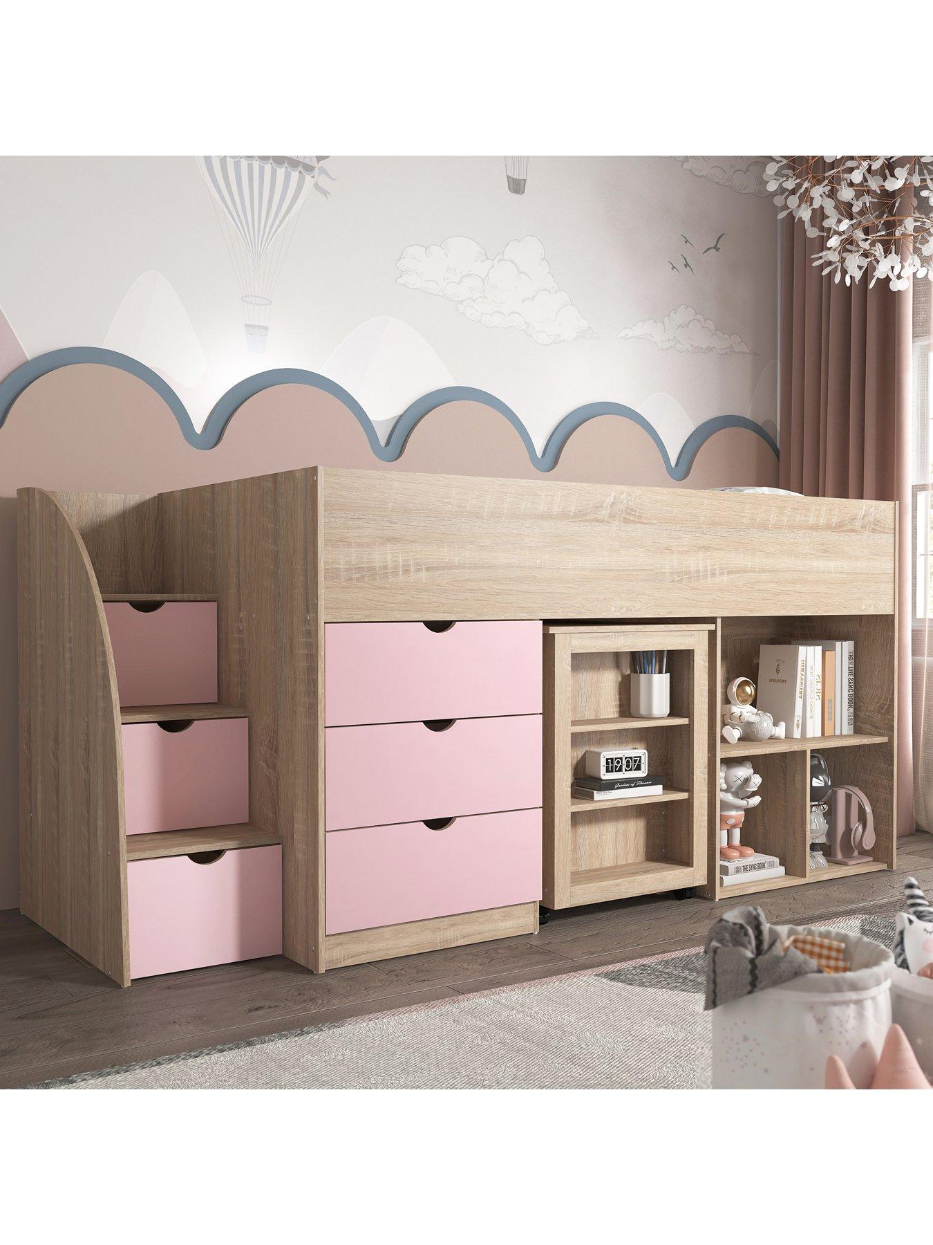 the-very-collection-mico-mid-sleeper-bed-with-pull-out-desknbspstorage-and-mattress-options-buynbspamp-savenbsp--light-pinkoak-effectoutfit