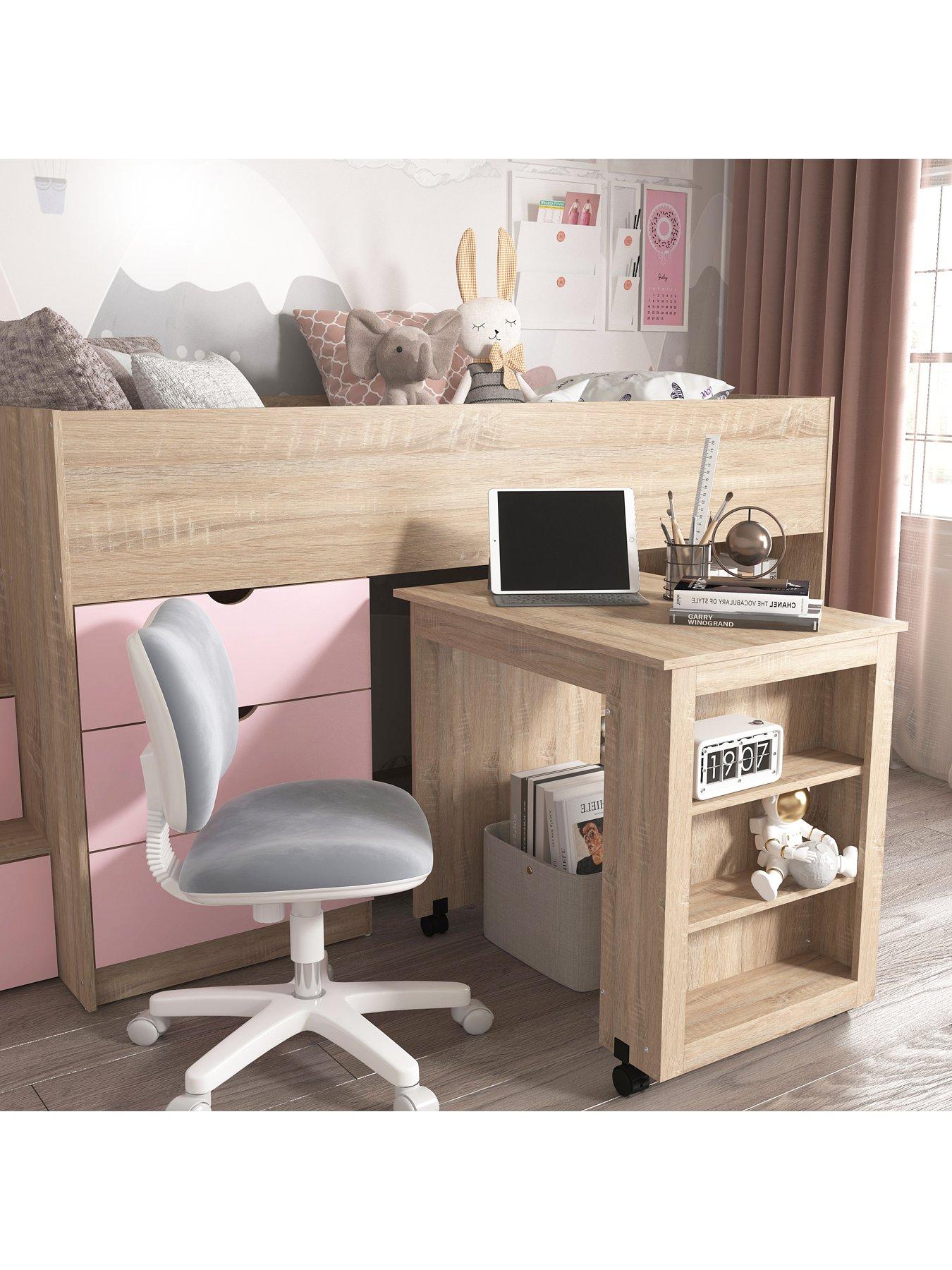 very-home-mico-mid-sleeper-bed-with-pull-out-desknbspstorage-and-mattress-options-buynbspamp-savenbsp--light-pinkoak-effectdetail