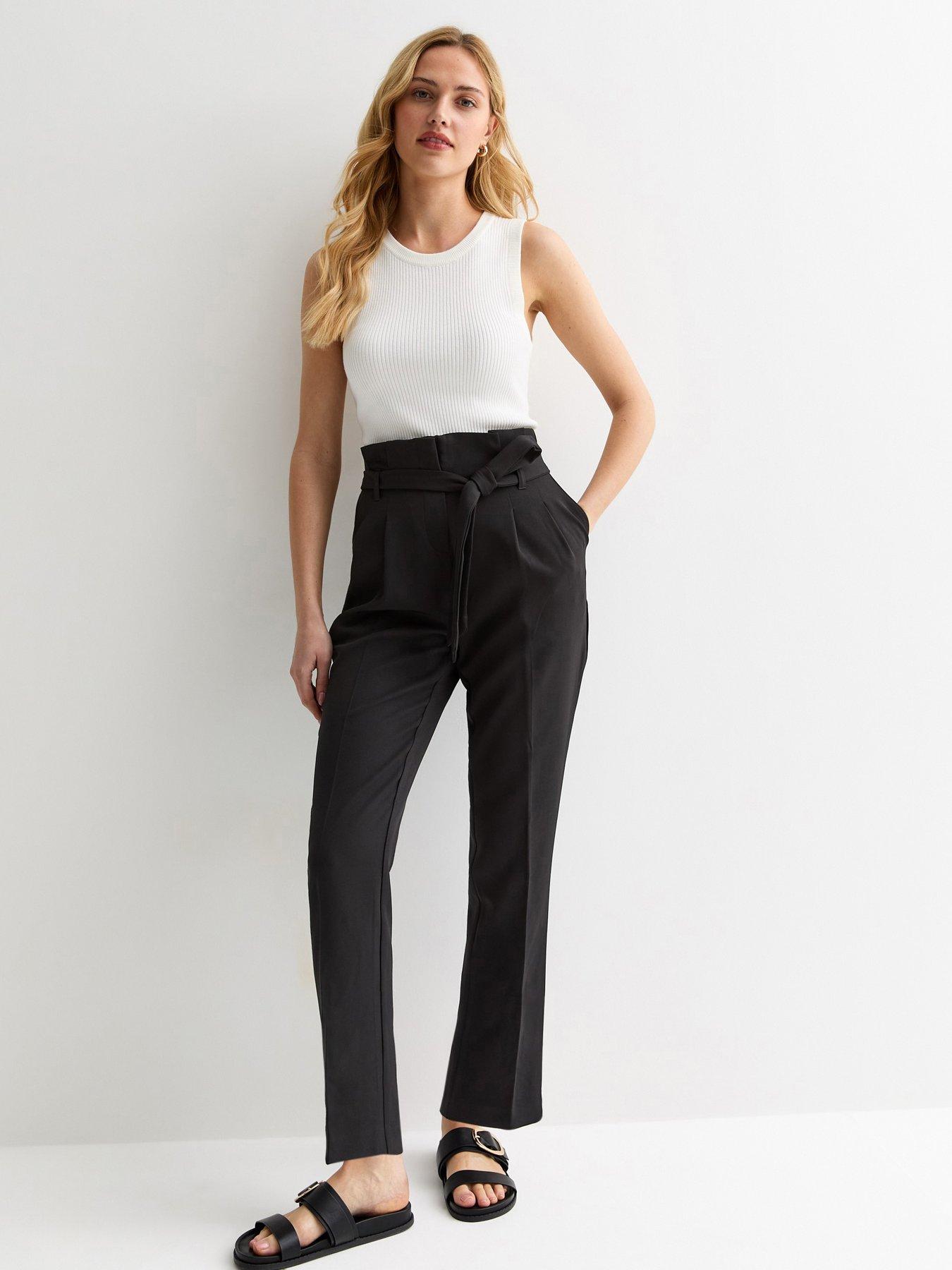 new-look-high-waist-belted-paperbag-trousers-black