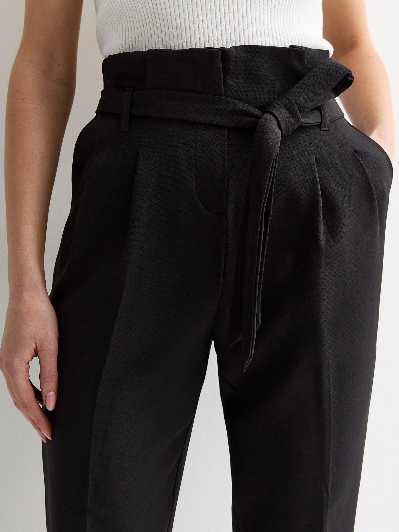 new-look-high-waist-belted-paperbag-trousers-blackoutfit