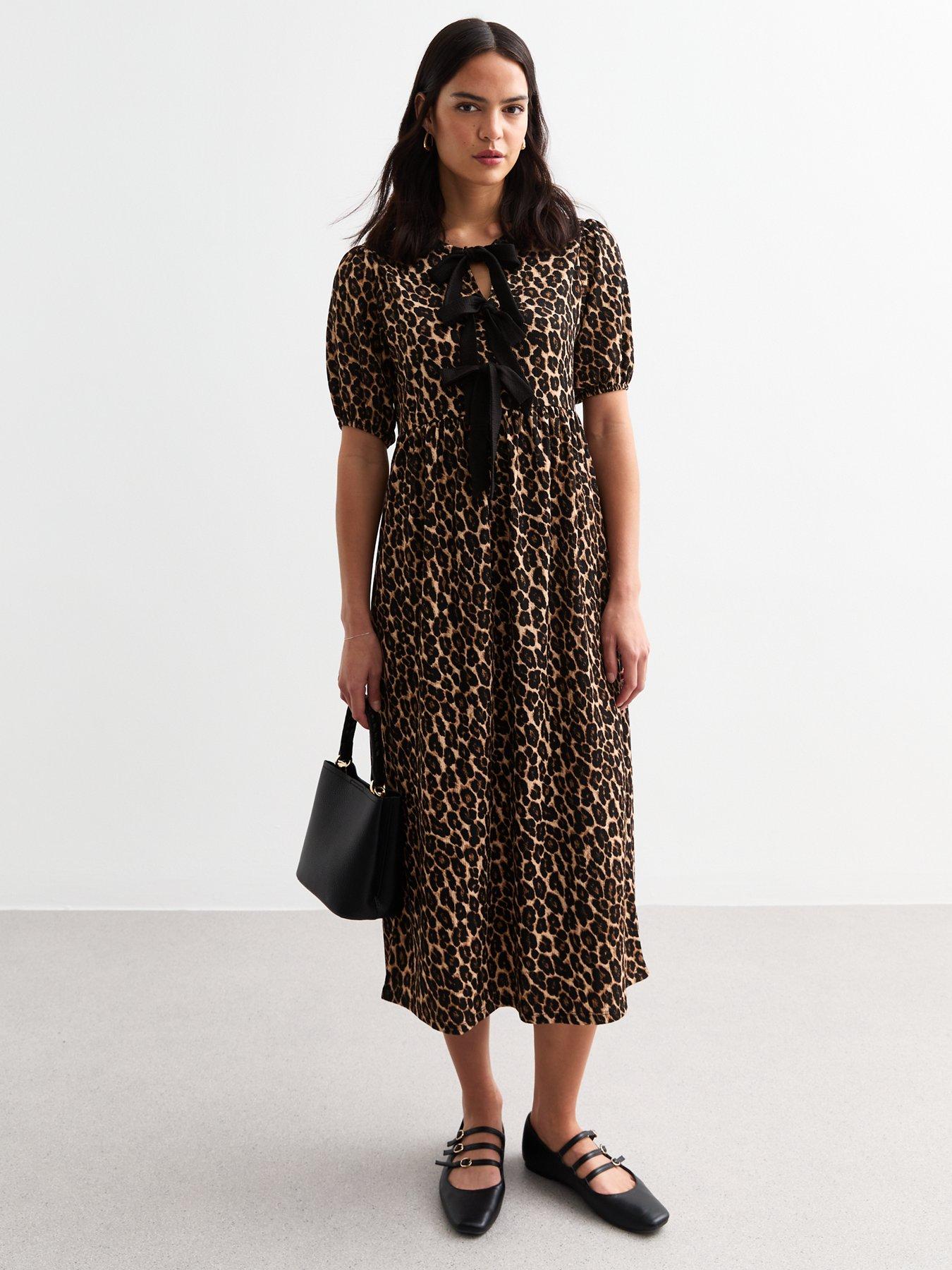 new-look-leopard-tie-detail-puff-sleeve-midi-dress-print