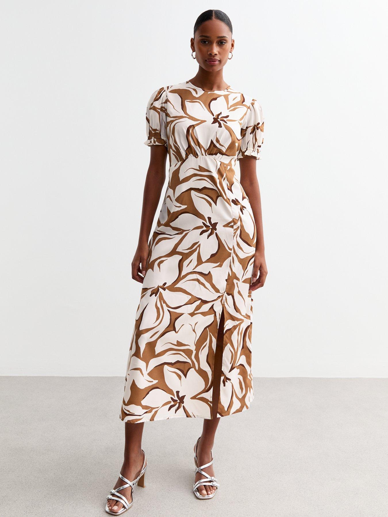 new-look-brown-floral-print-short-sleeved-midi-dressback