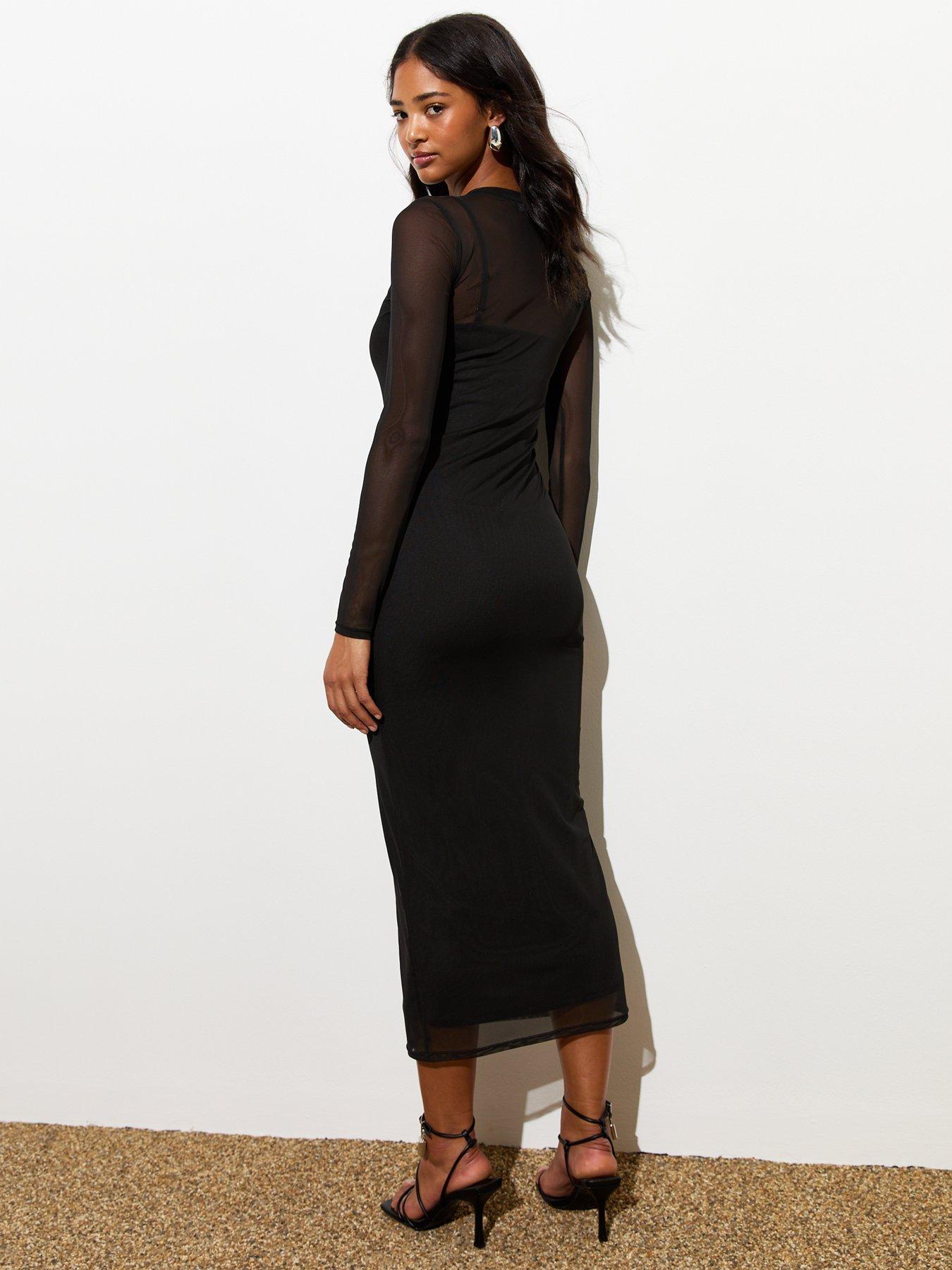 new-look-black-long-sleeve-layered-mesh-midi-dressstillFront