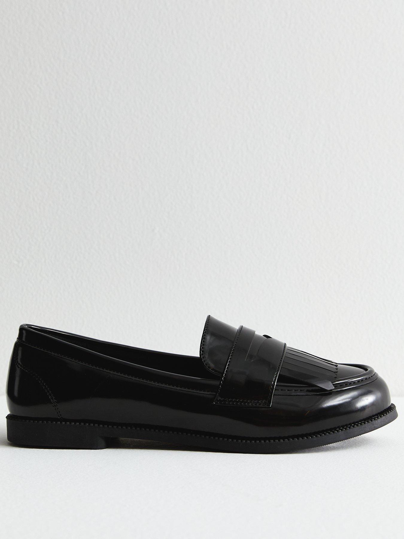 new-look-extra-wide-fit-leather-look-tassel-loafers-black