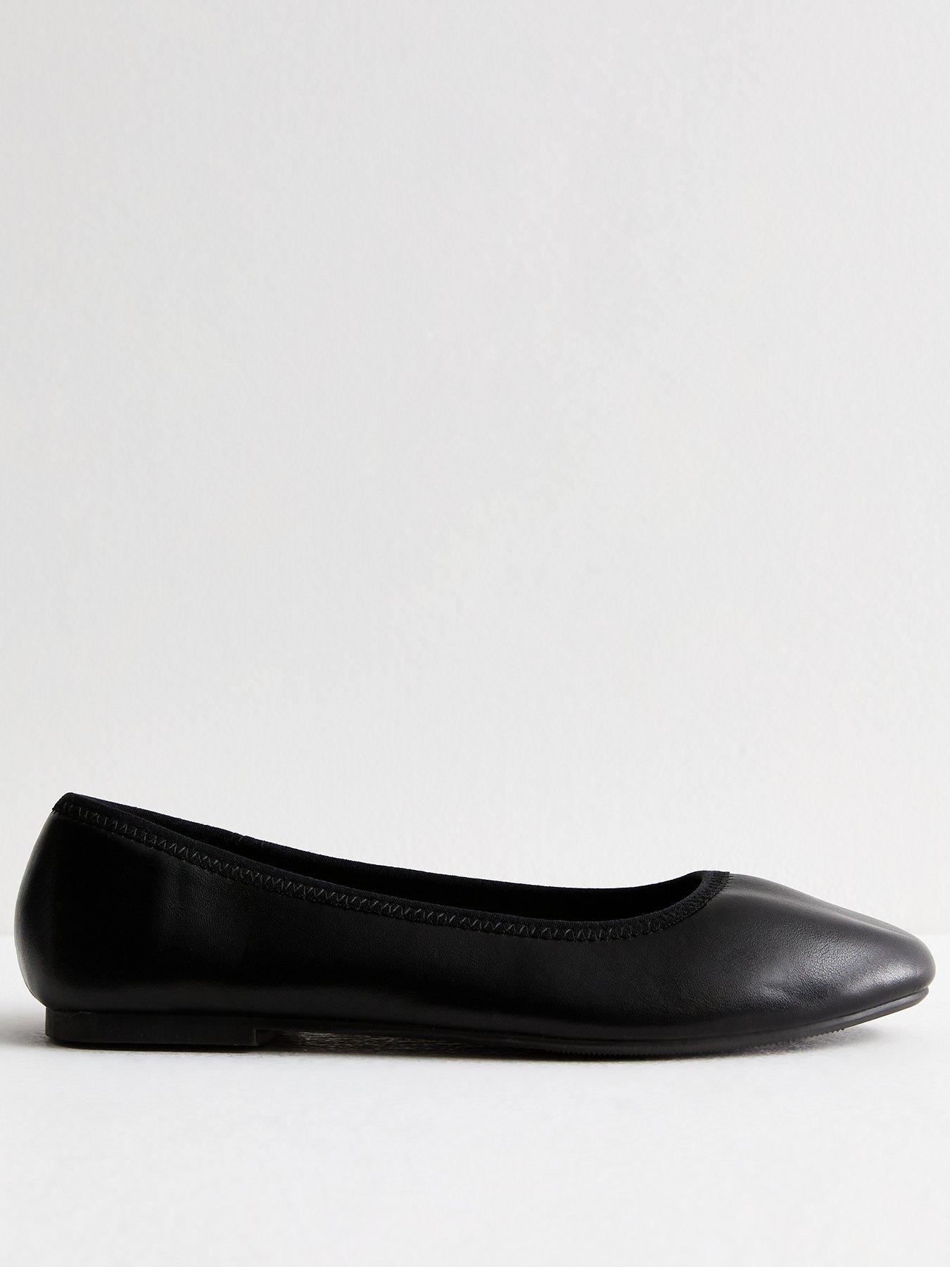 new-look-extra-wide-fit-leather-look-ballet-pumps-blackfront