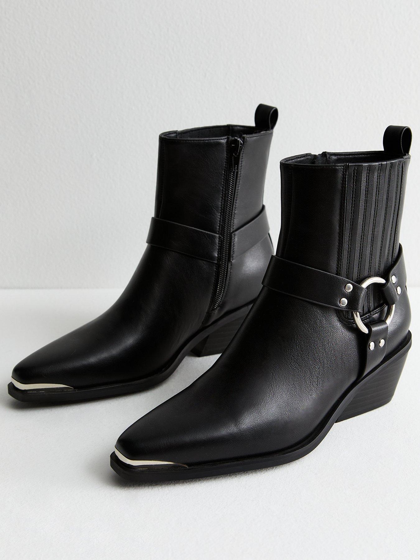 Image 2 of 6 of New Look Western Ankle Boots - Black