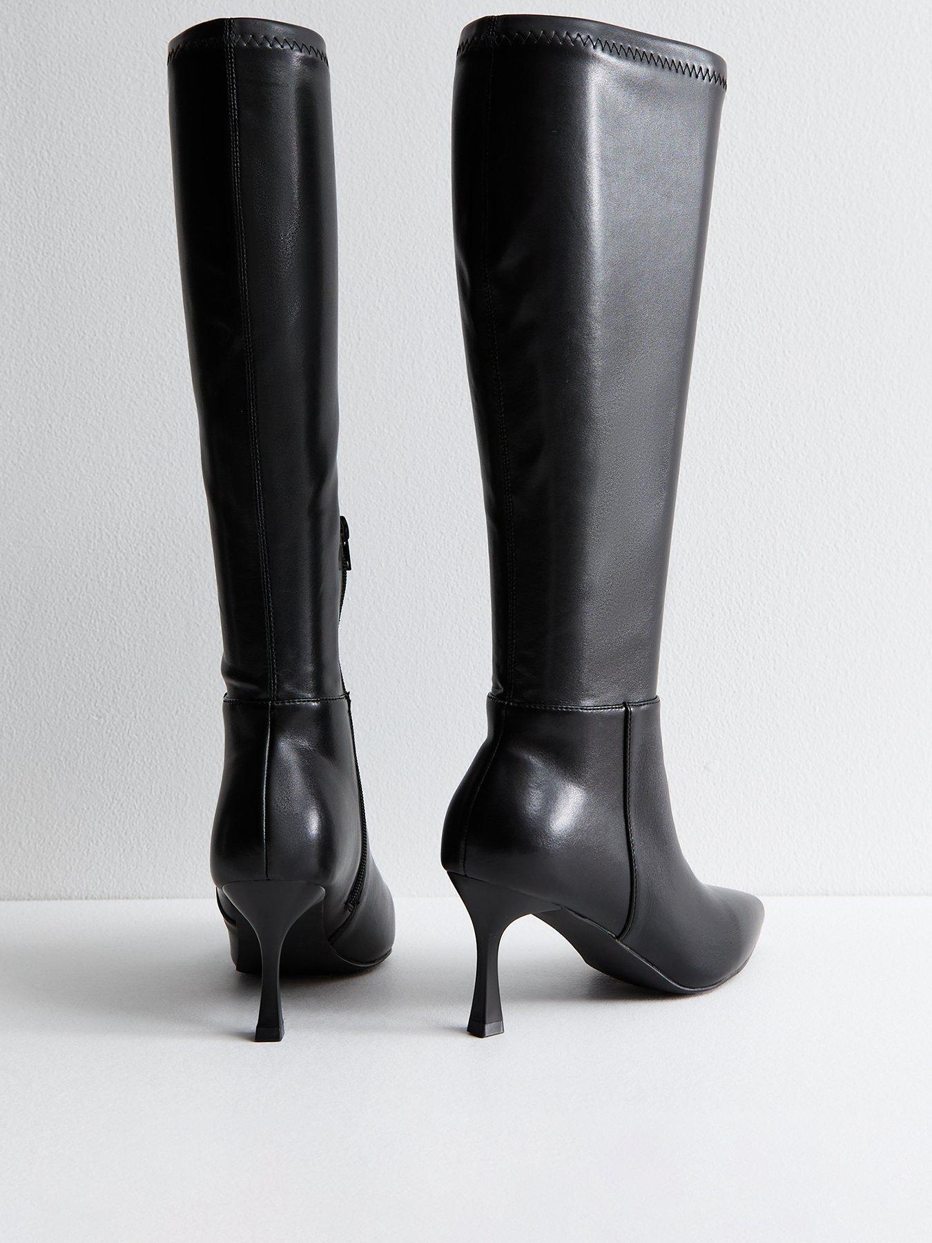 New Look Leather Knee High Stiletto Boots Black Very Ireland