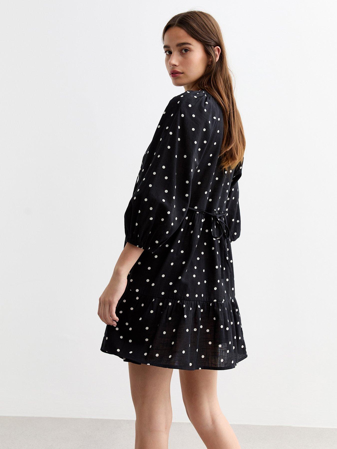 new-look-black-polka-dot-mini-smock-dressstillFront