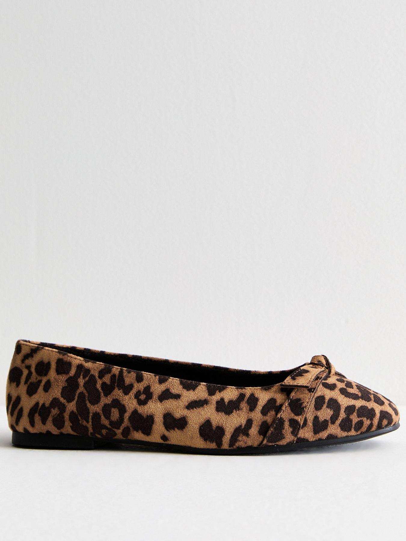 new-look-wide-fit-stone-animal-print-bow-detail-ballet-pumps