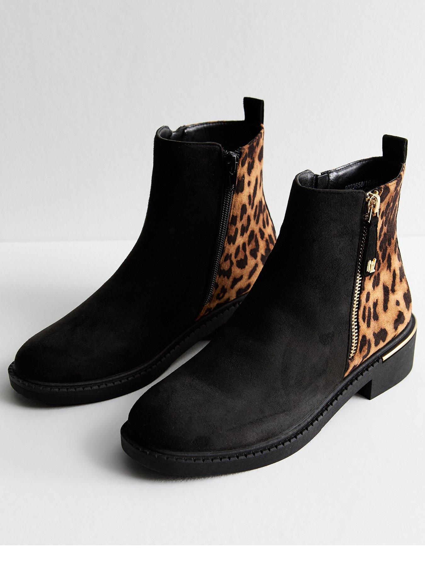 New Look Suedette Leopard Mix Ankle Boots Brown Very Ireland