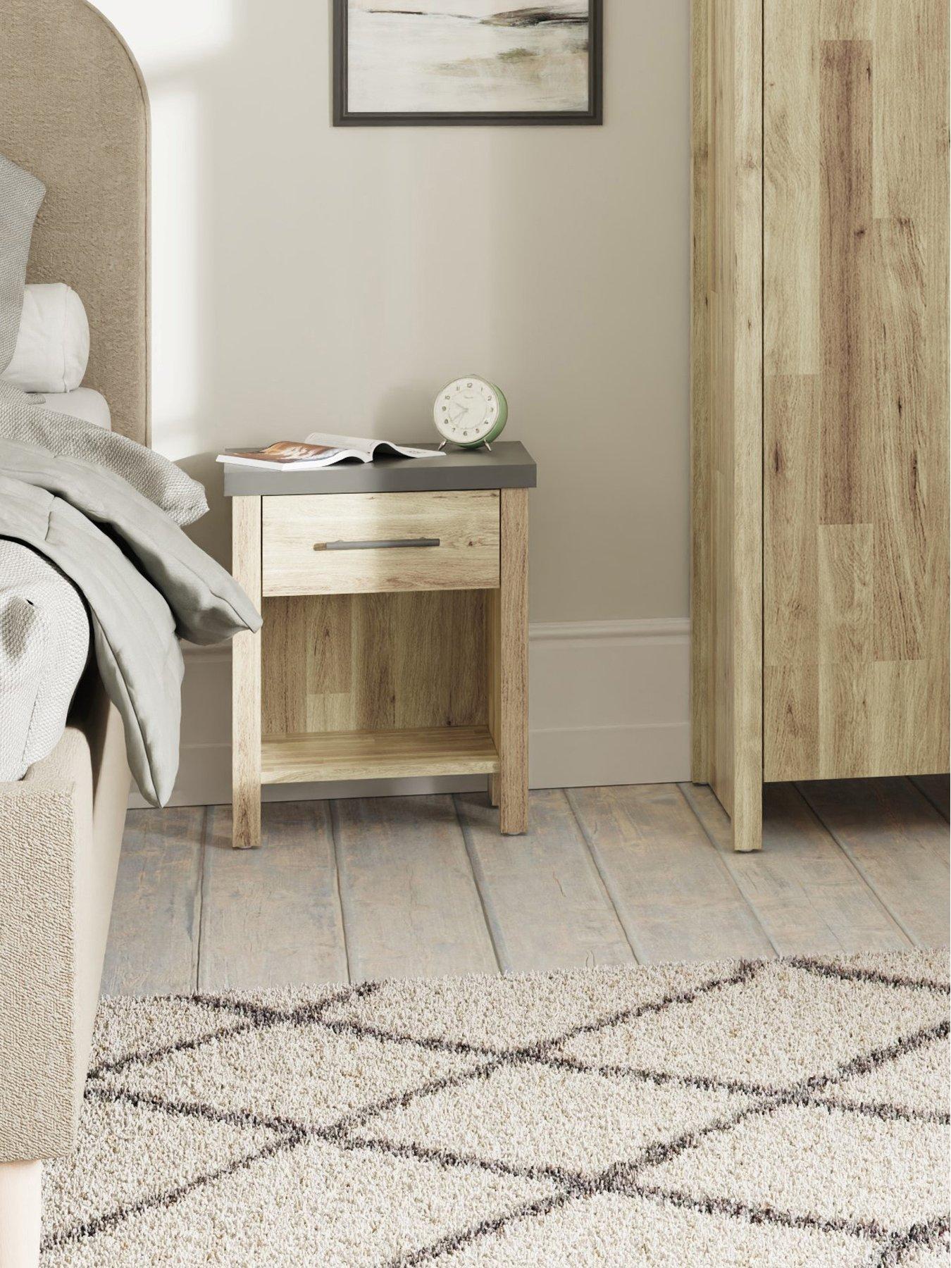 Image of GFW Cascina 1 Drawer Bedside Table Oak