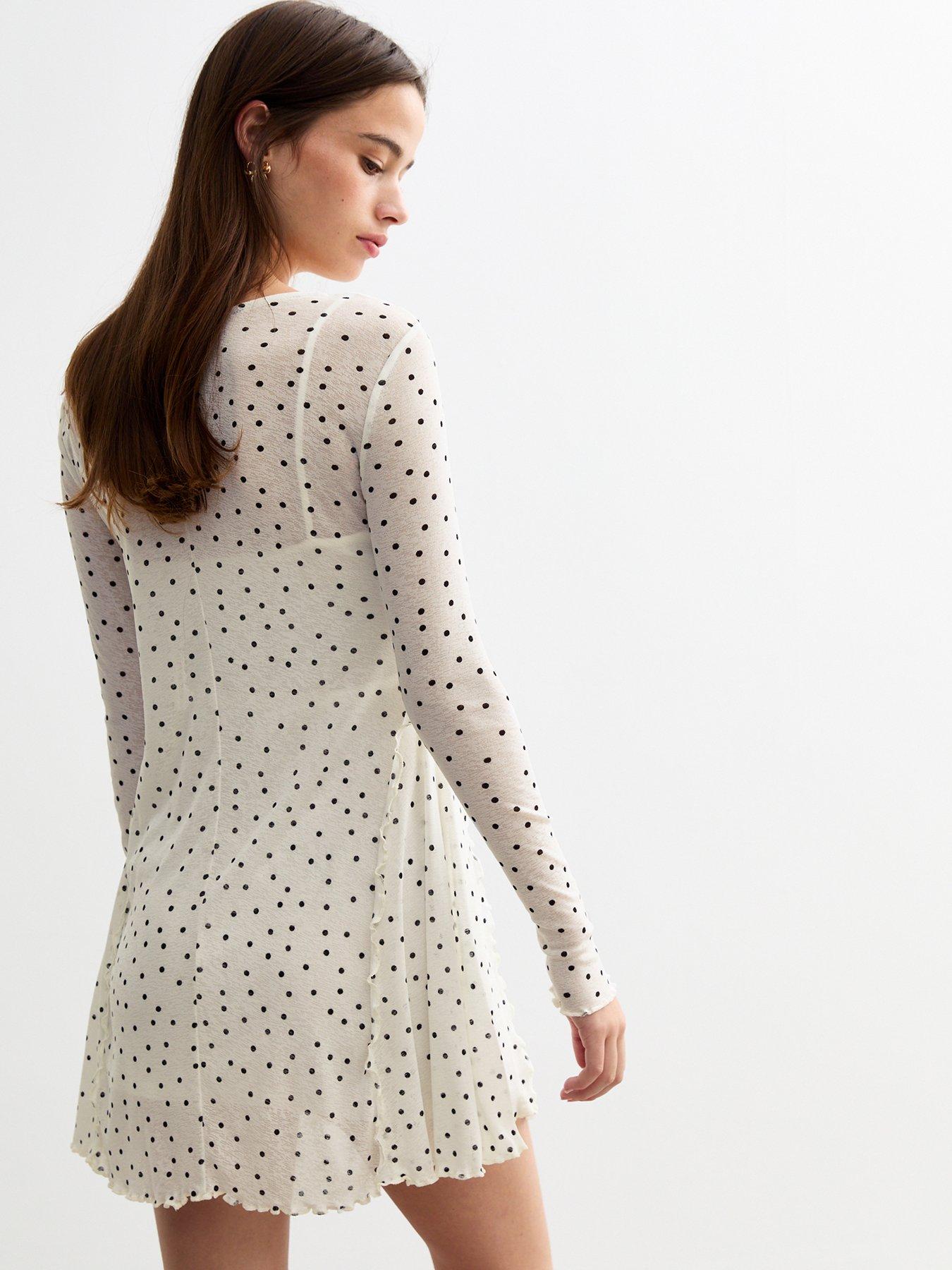 new-look-off-white-polka-dot-mesh-mini-dressstillFront