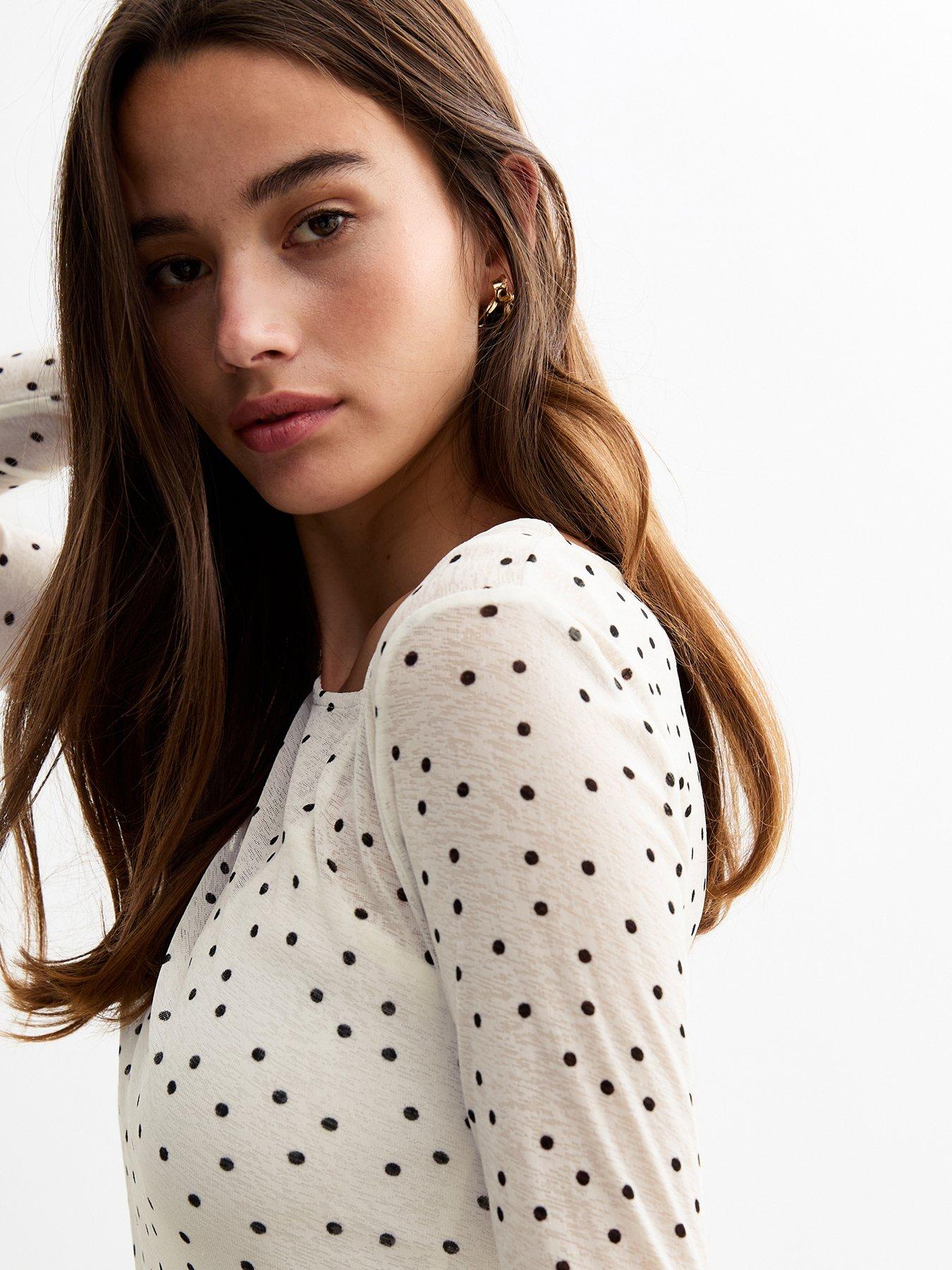 new-look-off-white-polka-dot-mesh-mini-dressoutfit